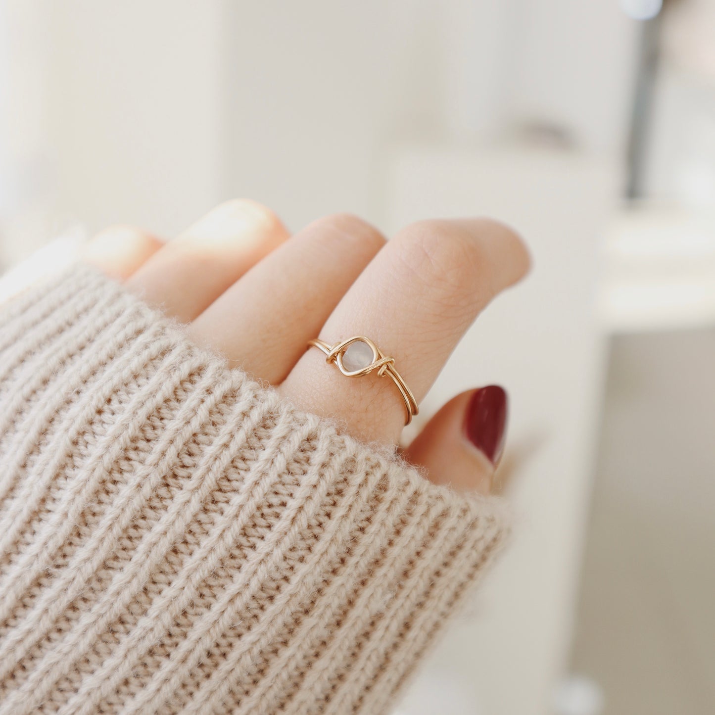 Square Aquamarine Ring Small - PeacePiecesJewelry