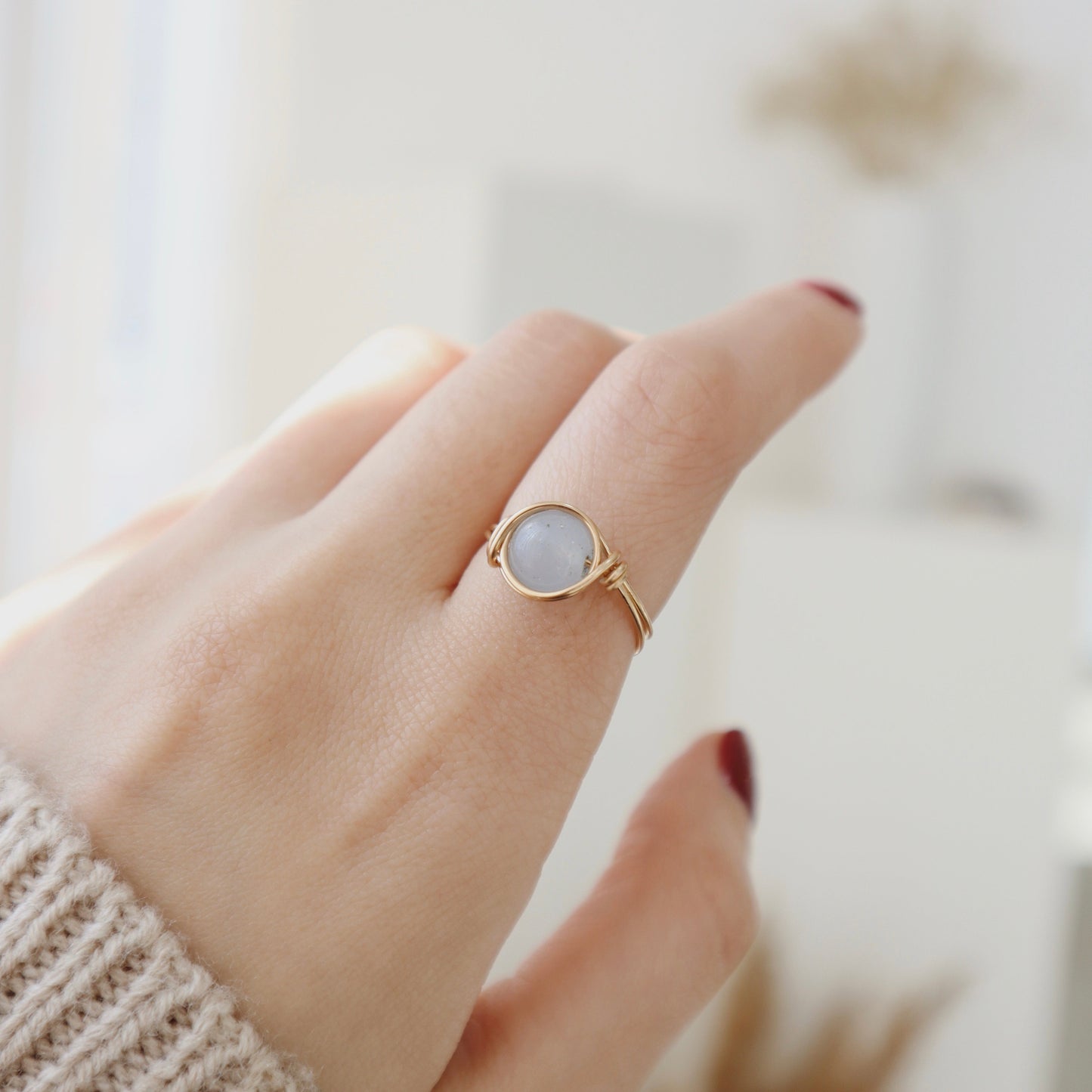 Aquamarine Stone Ring Peace Pieces Jewelry