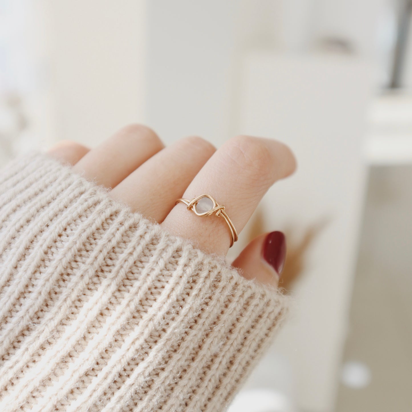 Square Aquamarine Ring Small - PeacePiecesJewelry