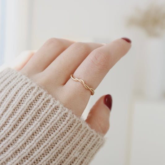 Gold Braided Ring - PeacePiecesJewelry