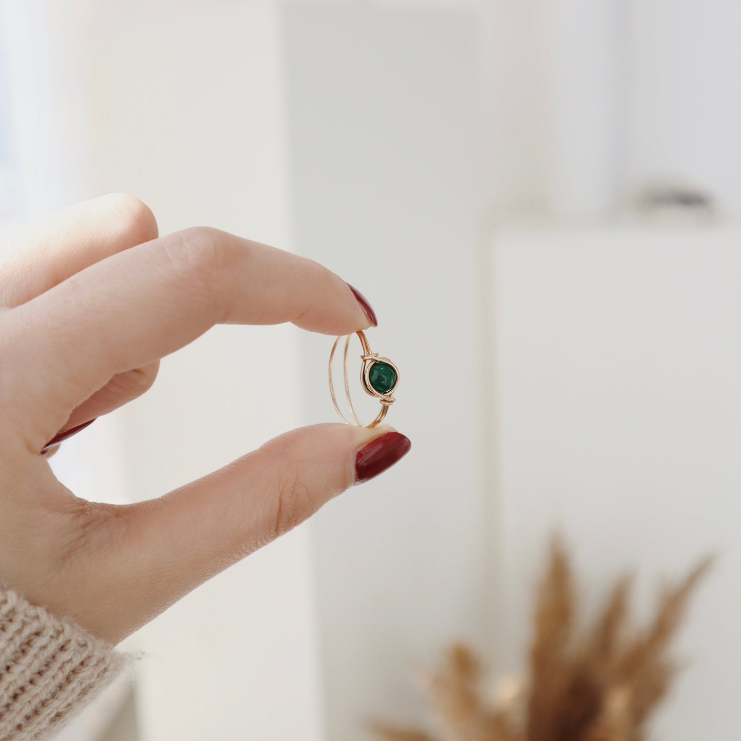 Agate Dark Green Ring PeacePiecesJewelry