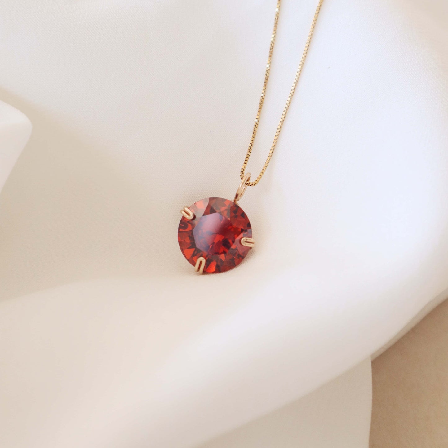 Garnet Round Gemstone Necklace