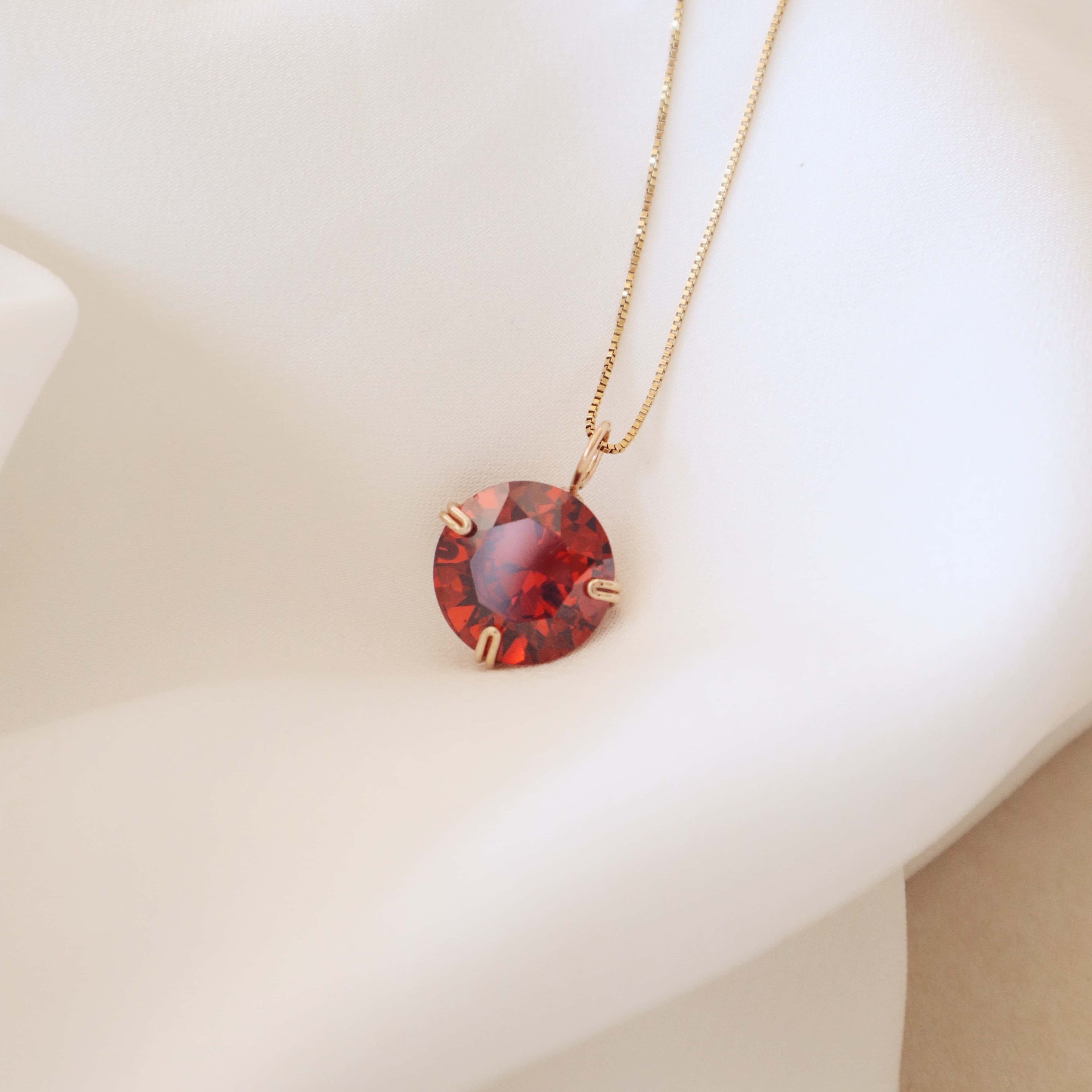 Garnet Round Gemstone Necklace