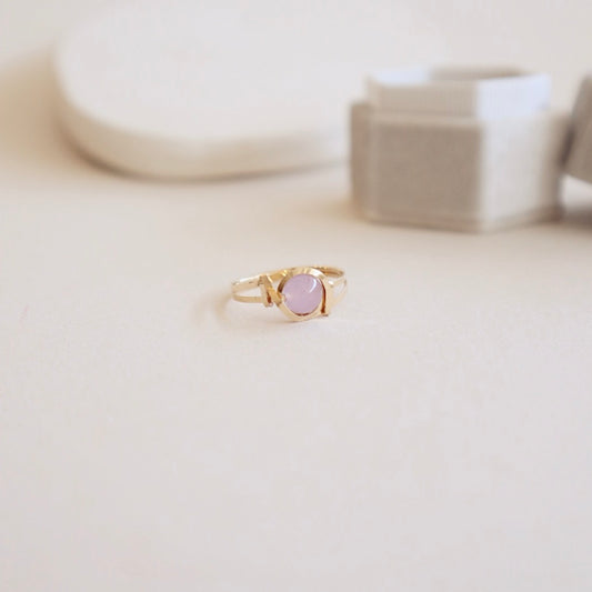 Amethyst Flat Wire Gold Ring - PeacePiecesJewelry