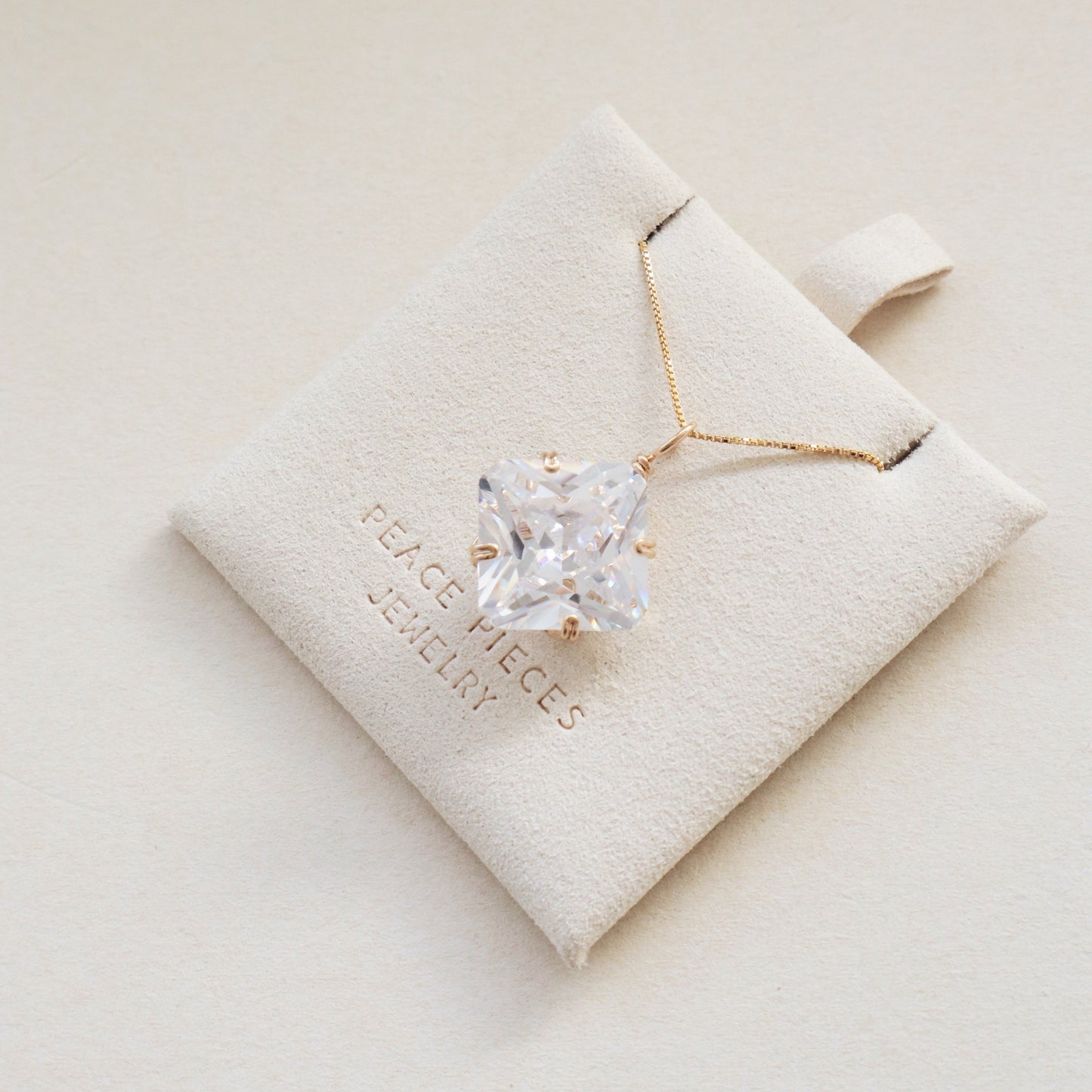 White Zircon Gemstone Necklace PeacePiecesJewelry