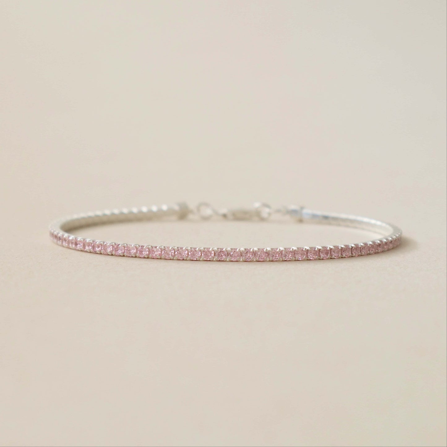 Tennis Bracelet Rose Pink Silver PeacePiecesJewelry