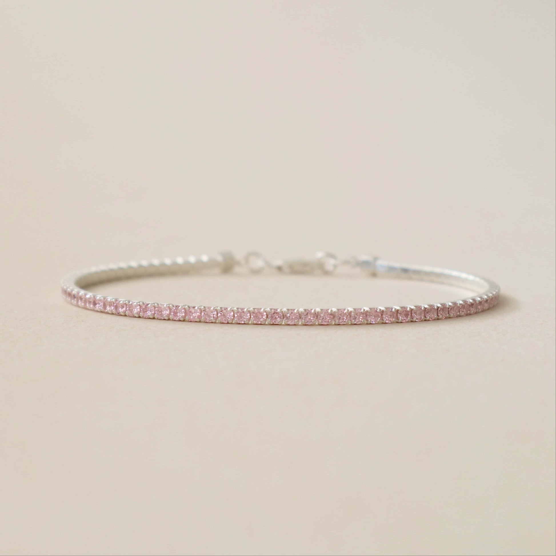 Tennis Bracelet Rose Pink Silver PeacePiecesJewelry