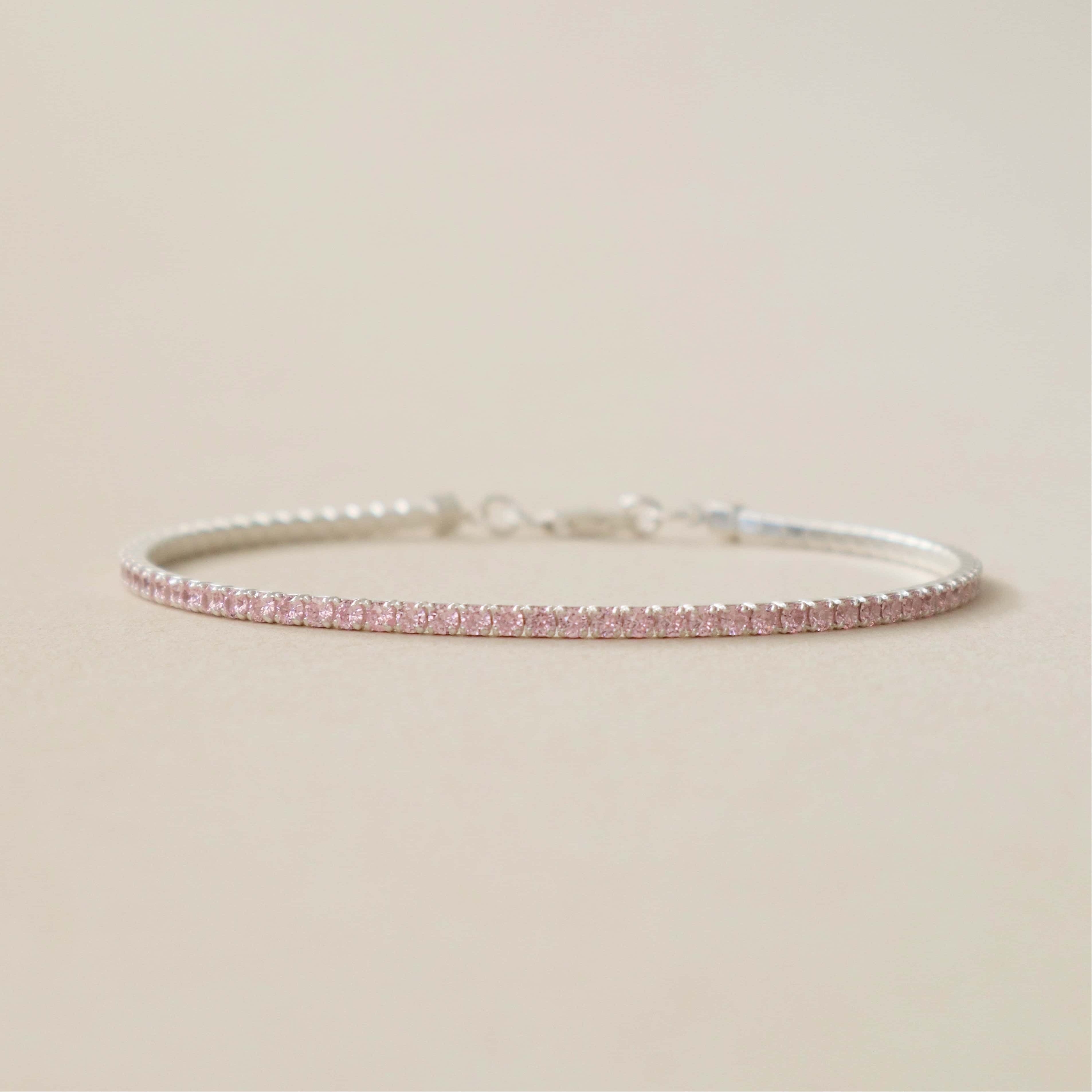 Tennis Bracelet Rose Pink Silver PeacePiecesJewelry
