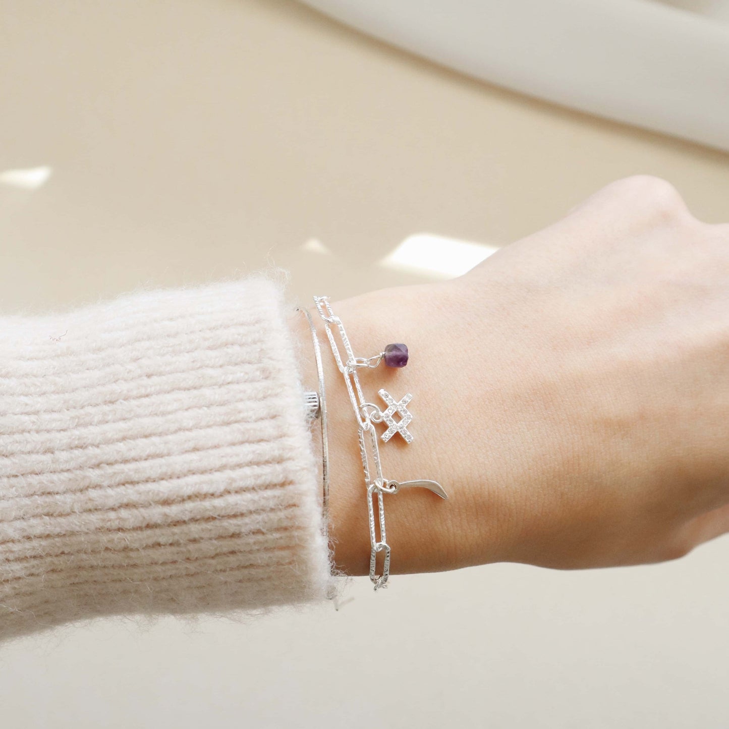 Paperclip Aquarius Charms Bracelet PeacePiecesJewelry