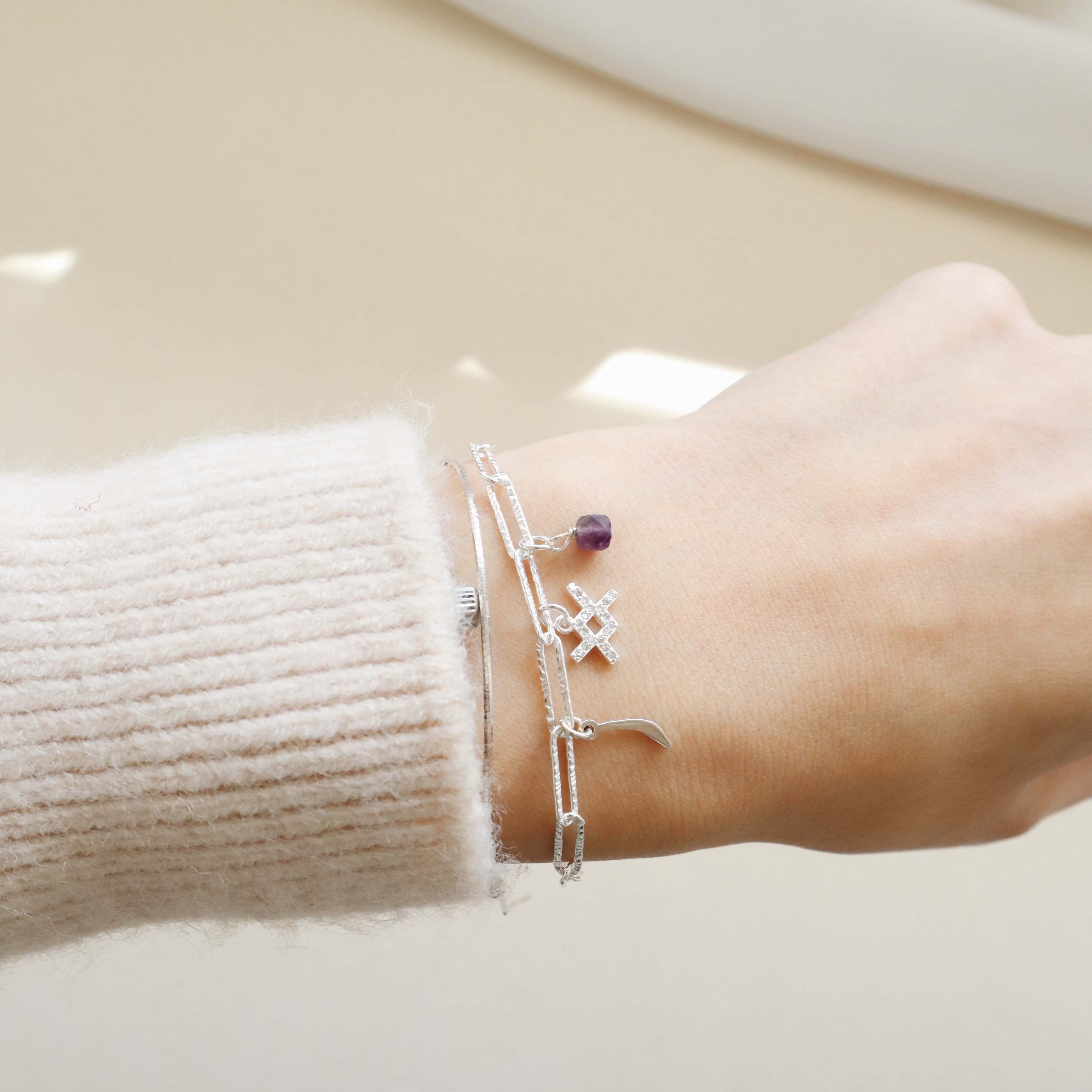 Paperclip Aquarius Charms Bracelet PeacePiecesJewelry
