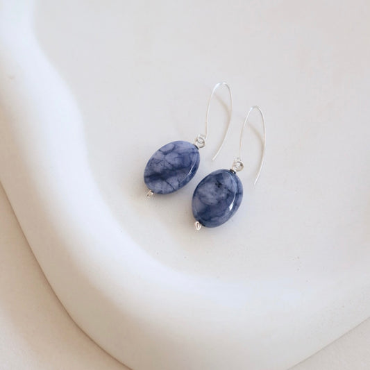 Lapis Lazuli Silver Earrings - PeacePiecesJewelry