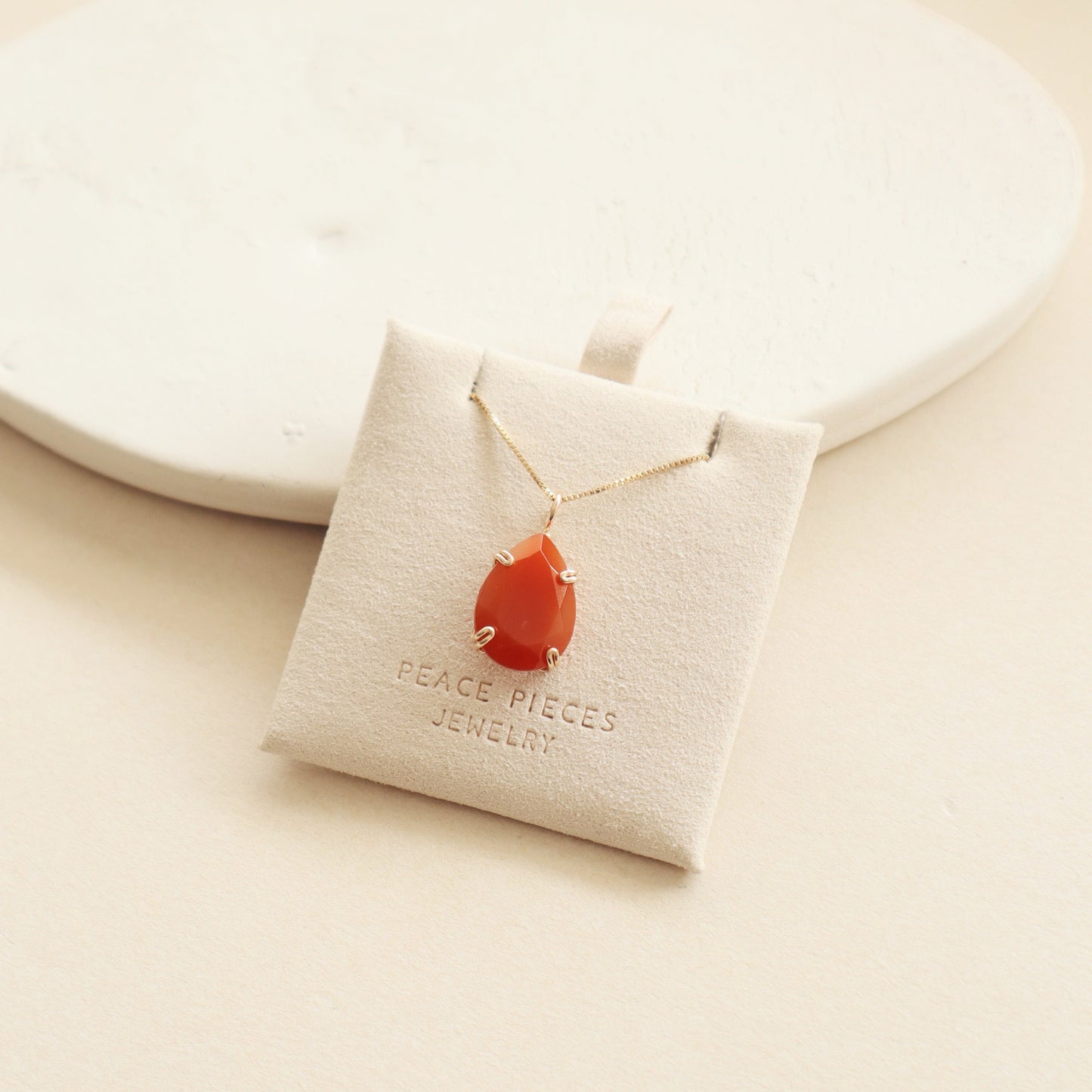 Teardrop Carnelian Gemstone Necklace