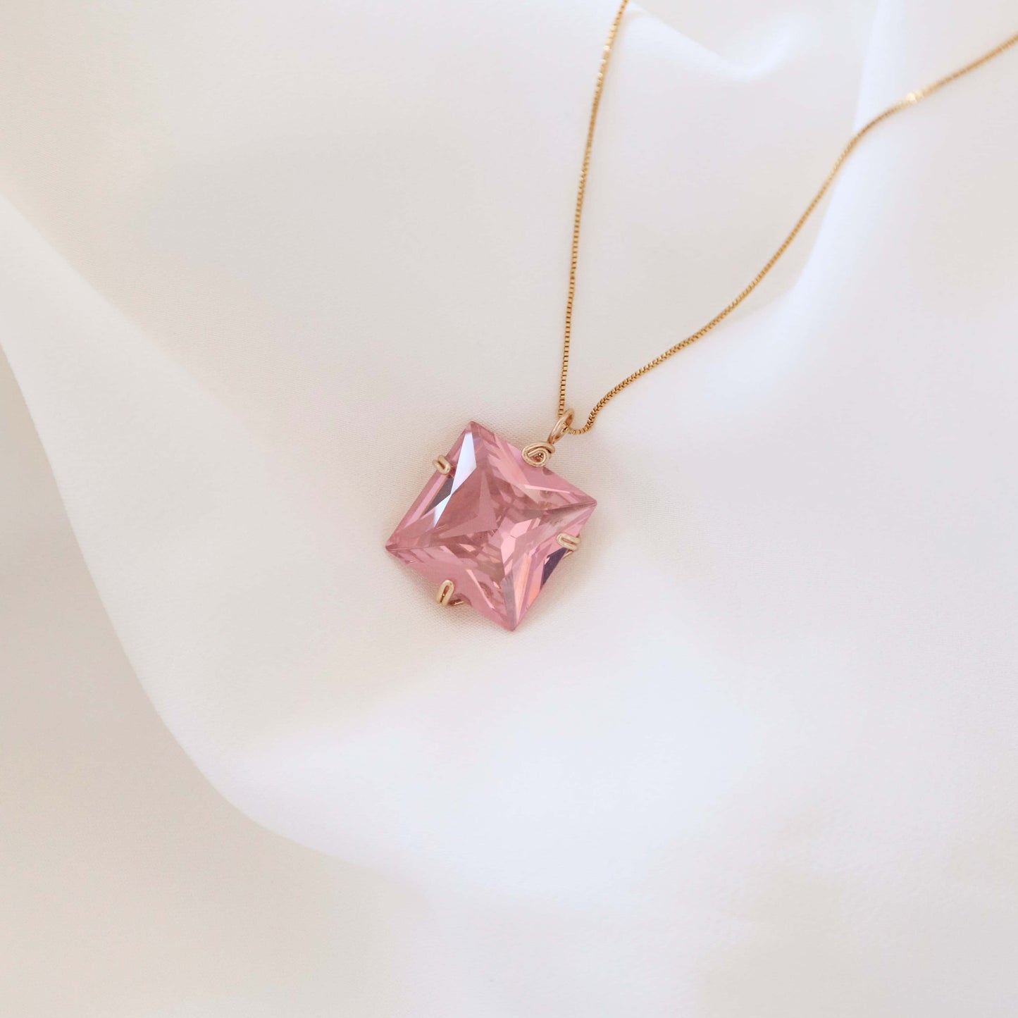 Pink Cubic Zirconia Gemstone Necklace