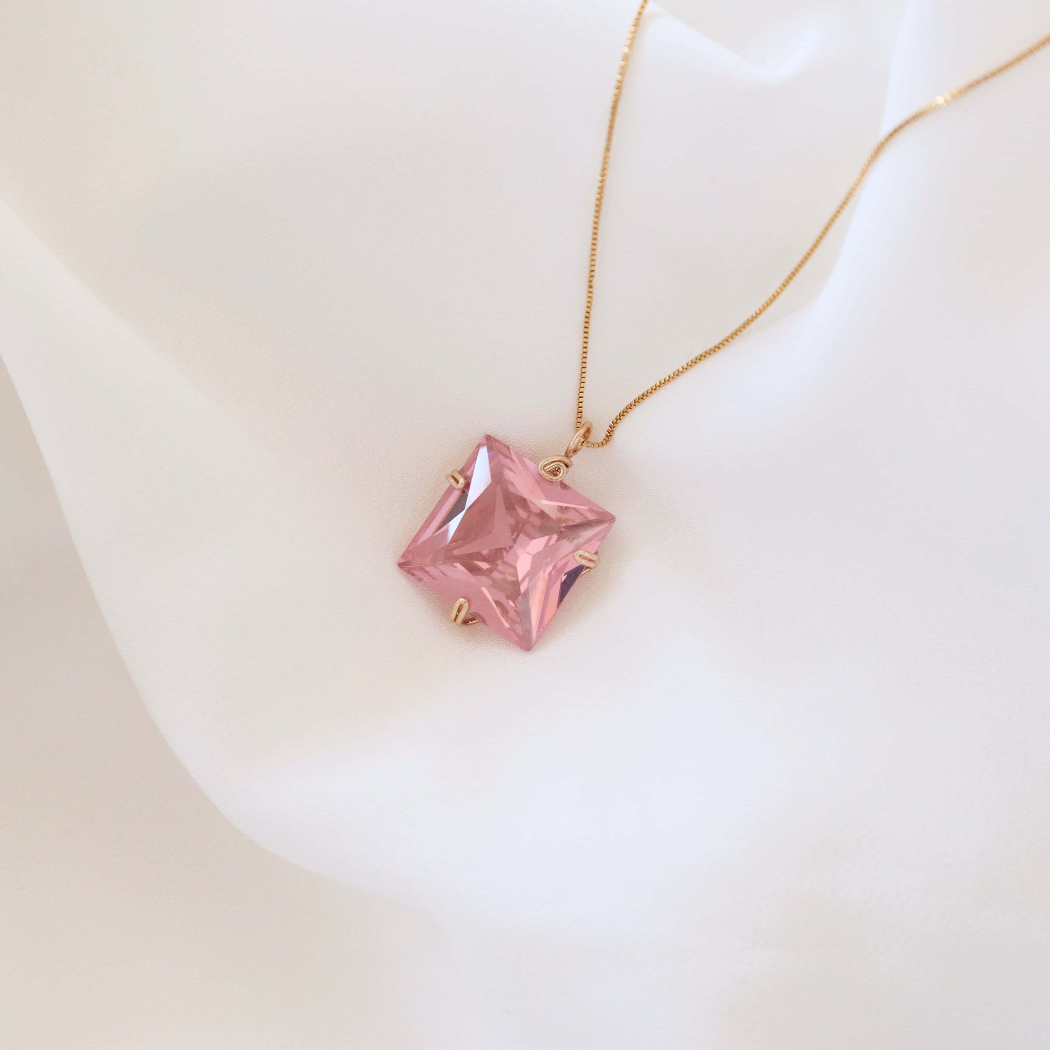 Pink Cubic Zirconia Gemstone Necklace