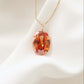 Imperial Topaz Oval Large Gemstone Necklace Peace Pieces Jewelry