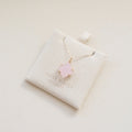 Pink Square Rose Quartz Necklace PeacePiecesJewelry