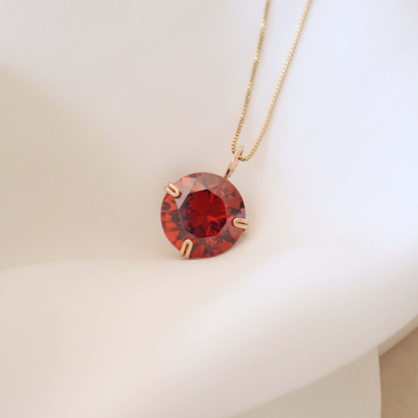 Garnet Round Gemstone Necklace