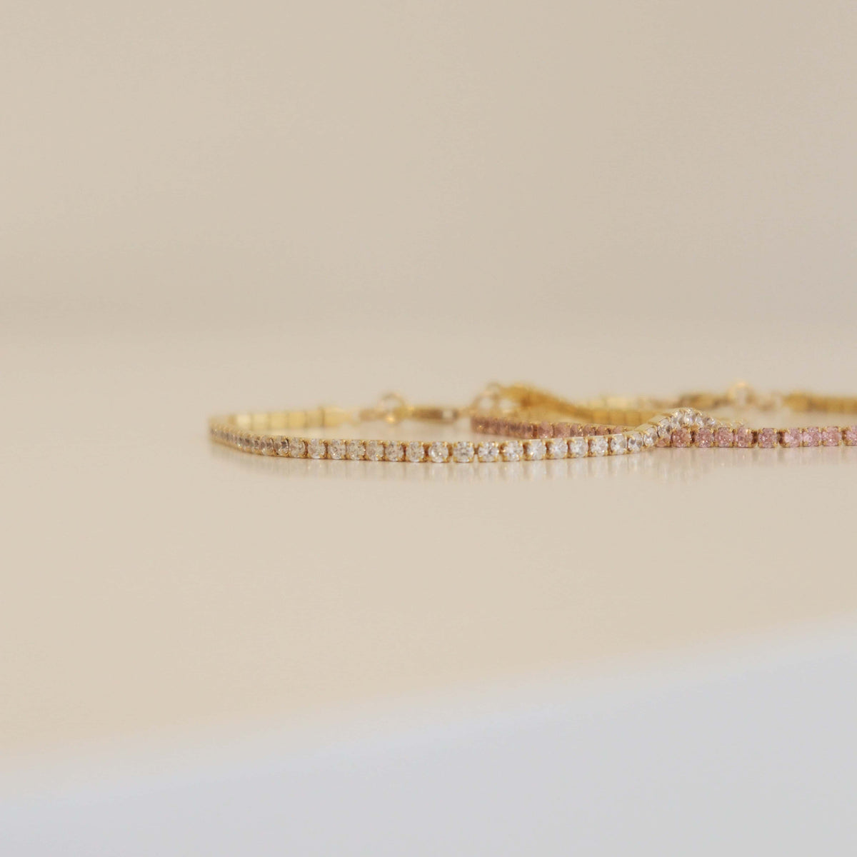 Tennis Bracelet Pink & White Gold Set