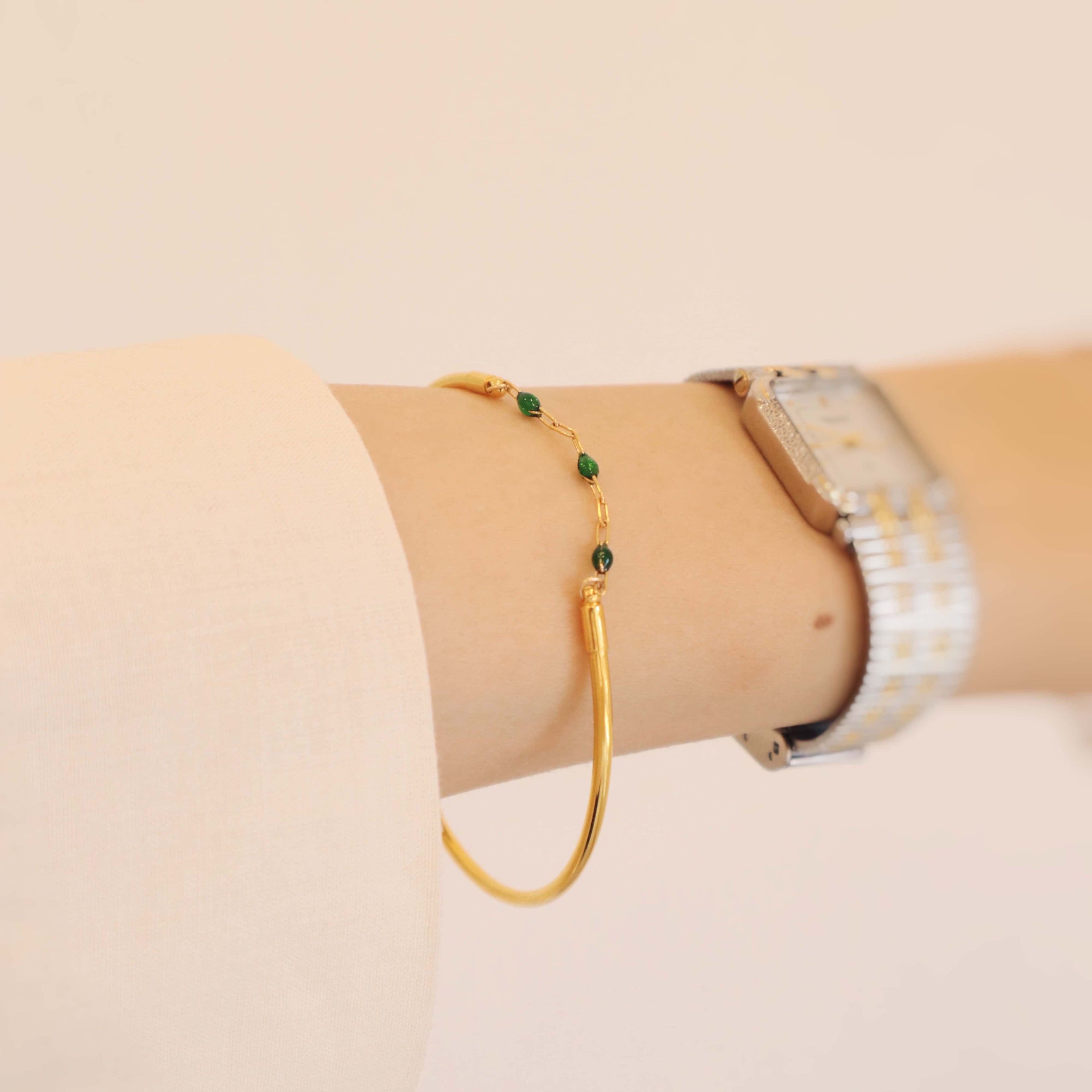 Gold Cuff Bangle PeacePiecesJewelry