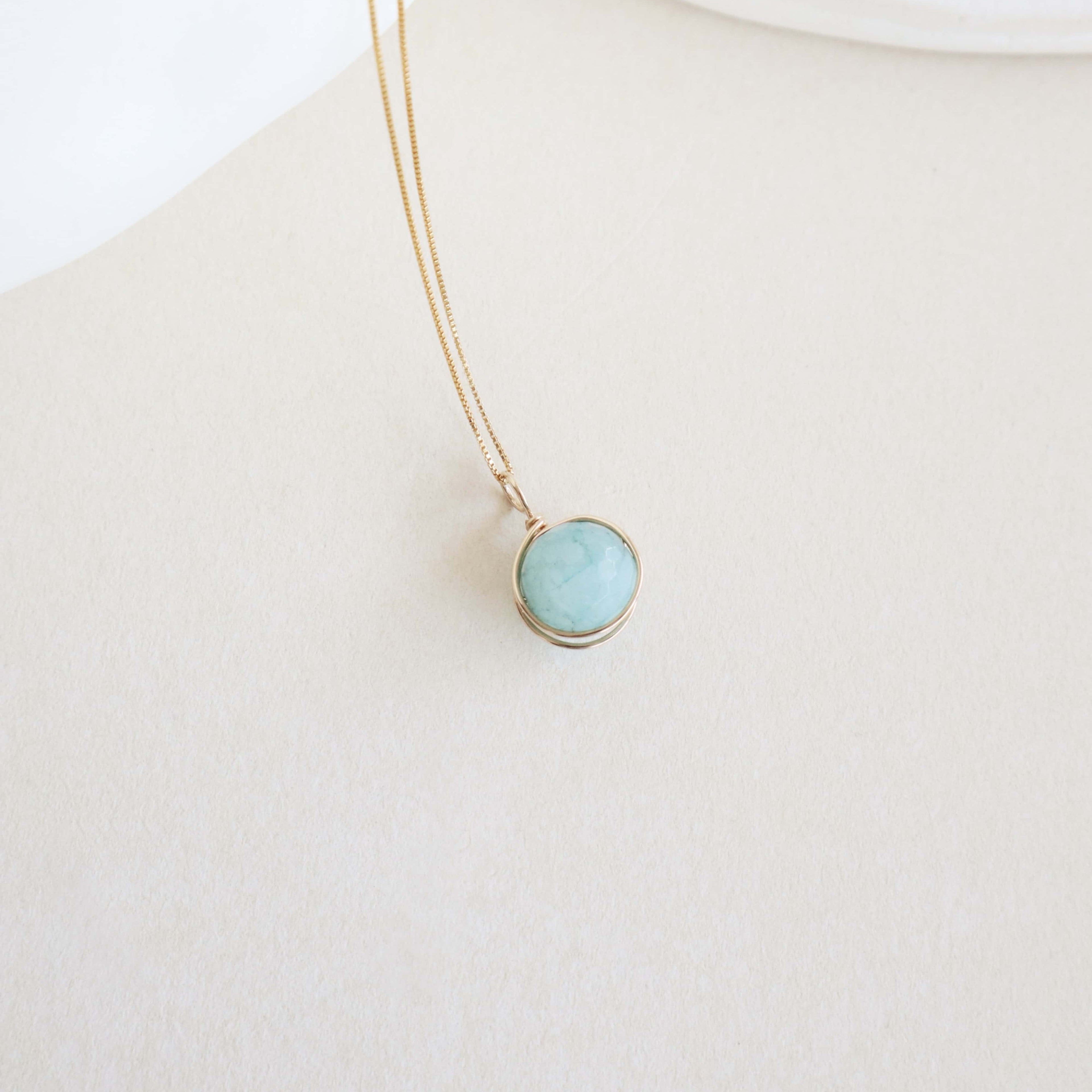 Teal Aquamarine Necklace PeacePiecesJewelry