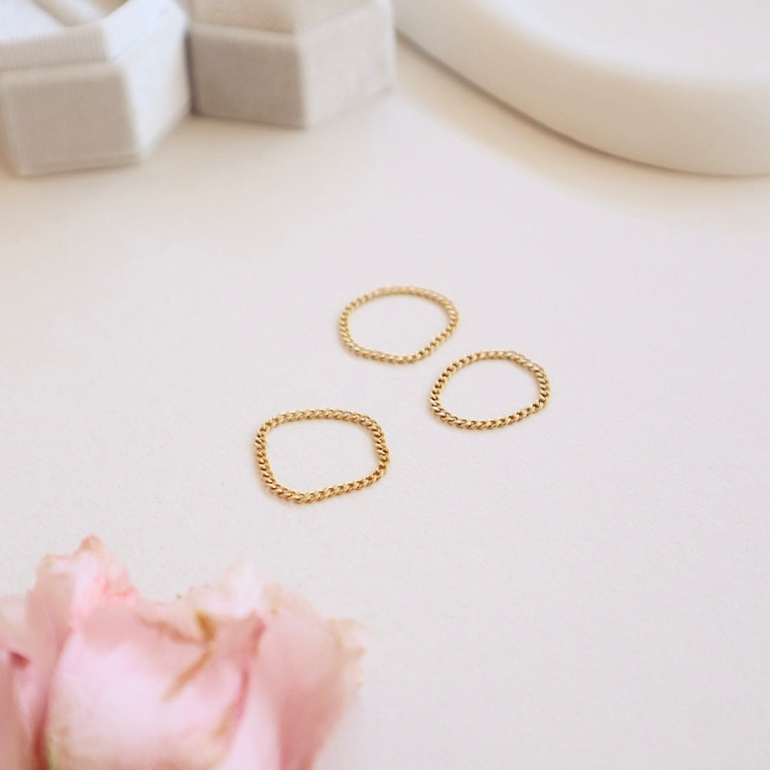 Curb Chain Gold Ring - PeacePiecesJewelry