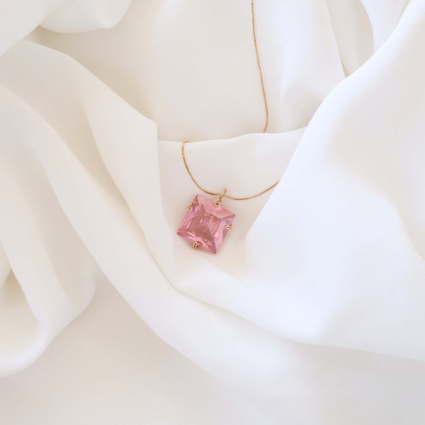 Pink Cubic Zirconia Gemstone Necklace