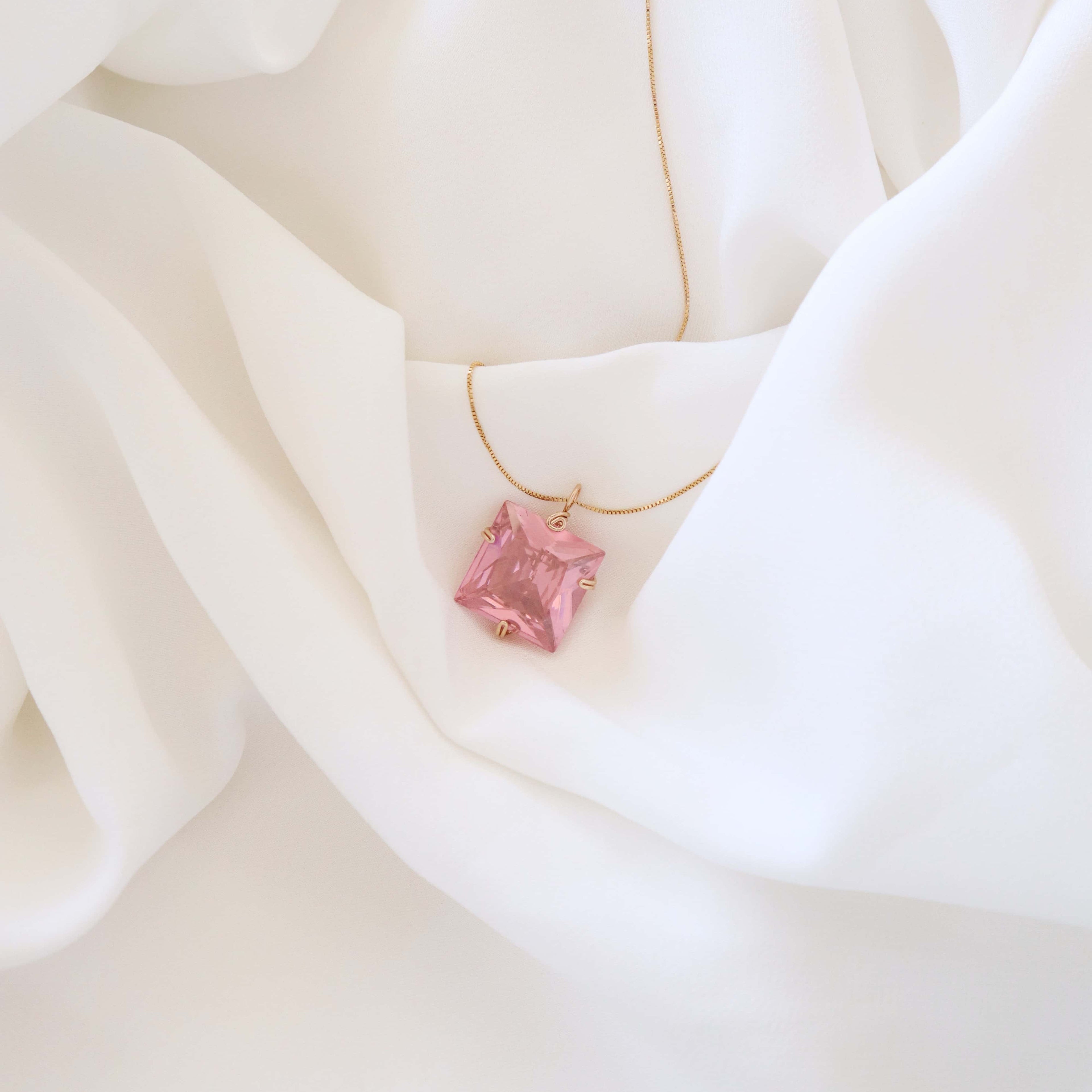 Pink Cubic Zirconia Gemstone Necklace
