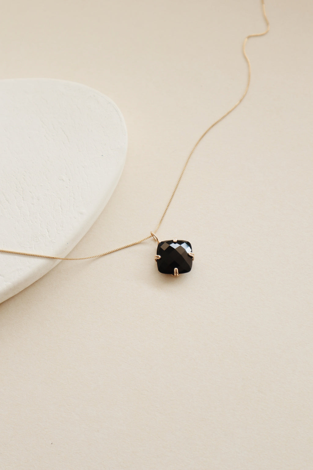 Cushion Black Onyx Gemstone Necklace PeacePiecesJewelry