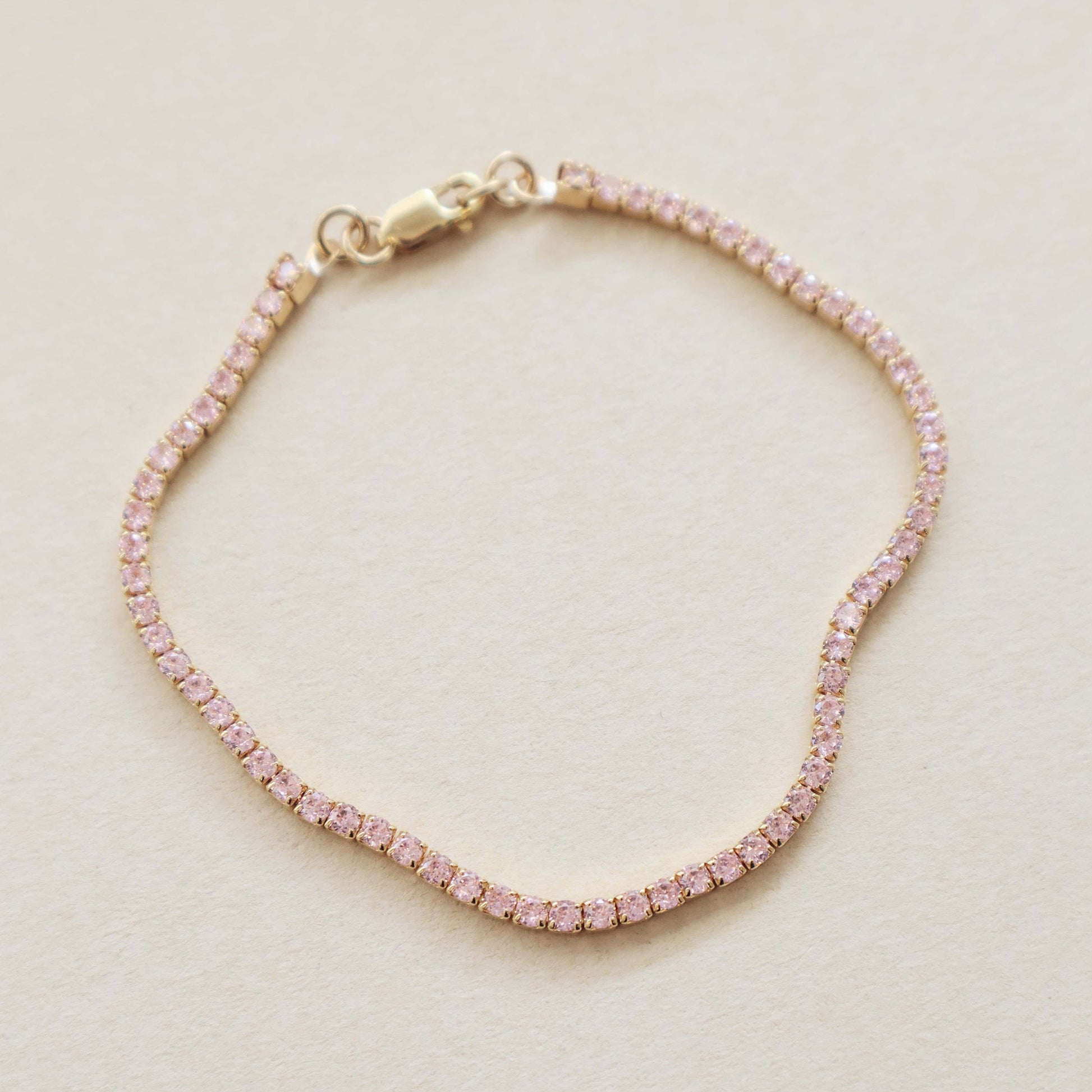 Tennis Bracelet Rose Pink Gold PeacePiecesJewelry