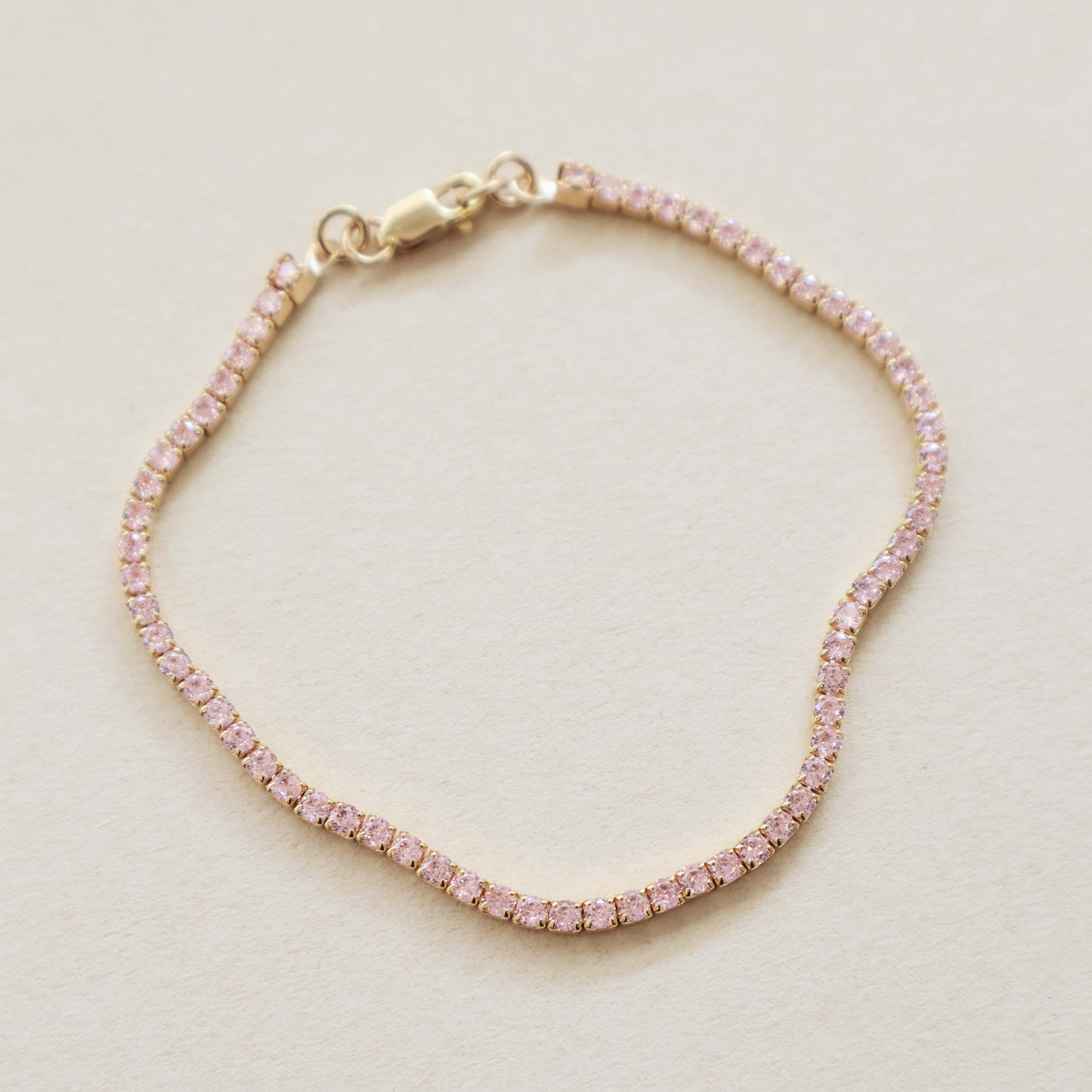 Tennis Bracelet Rose Pink Gold PeacePiecesJewelry
