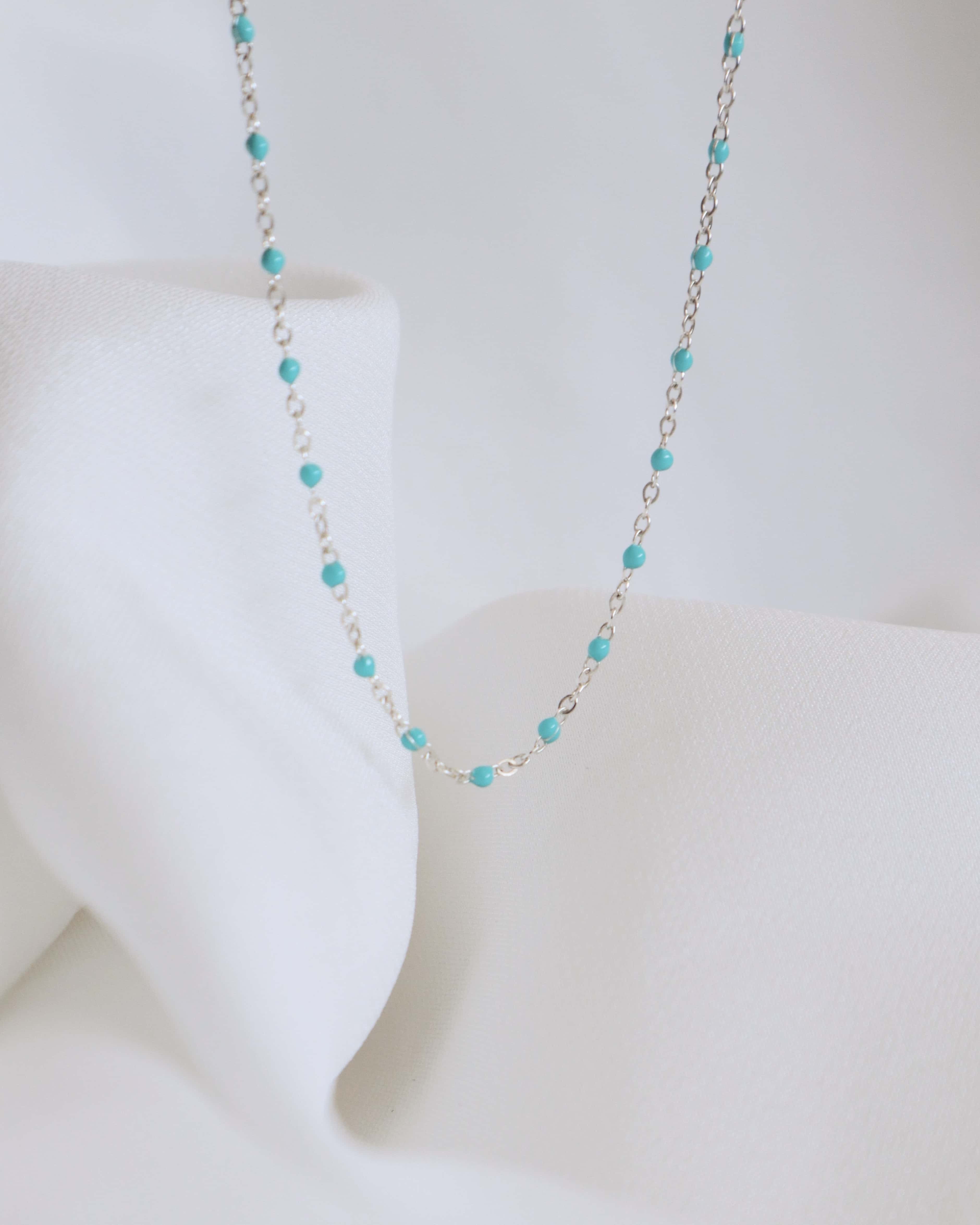 Blue Epoxy Silver Necklace PeacePiecesJewelry