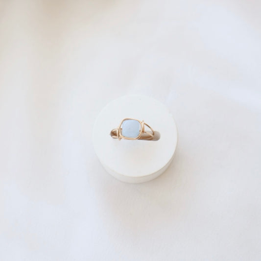 Square Aquamarine Ring - PeacePiecesJewelry