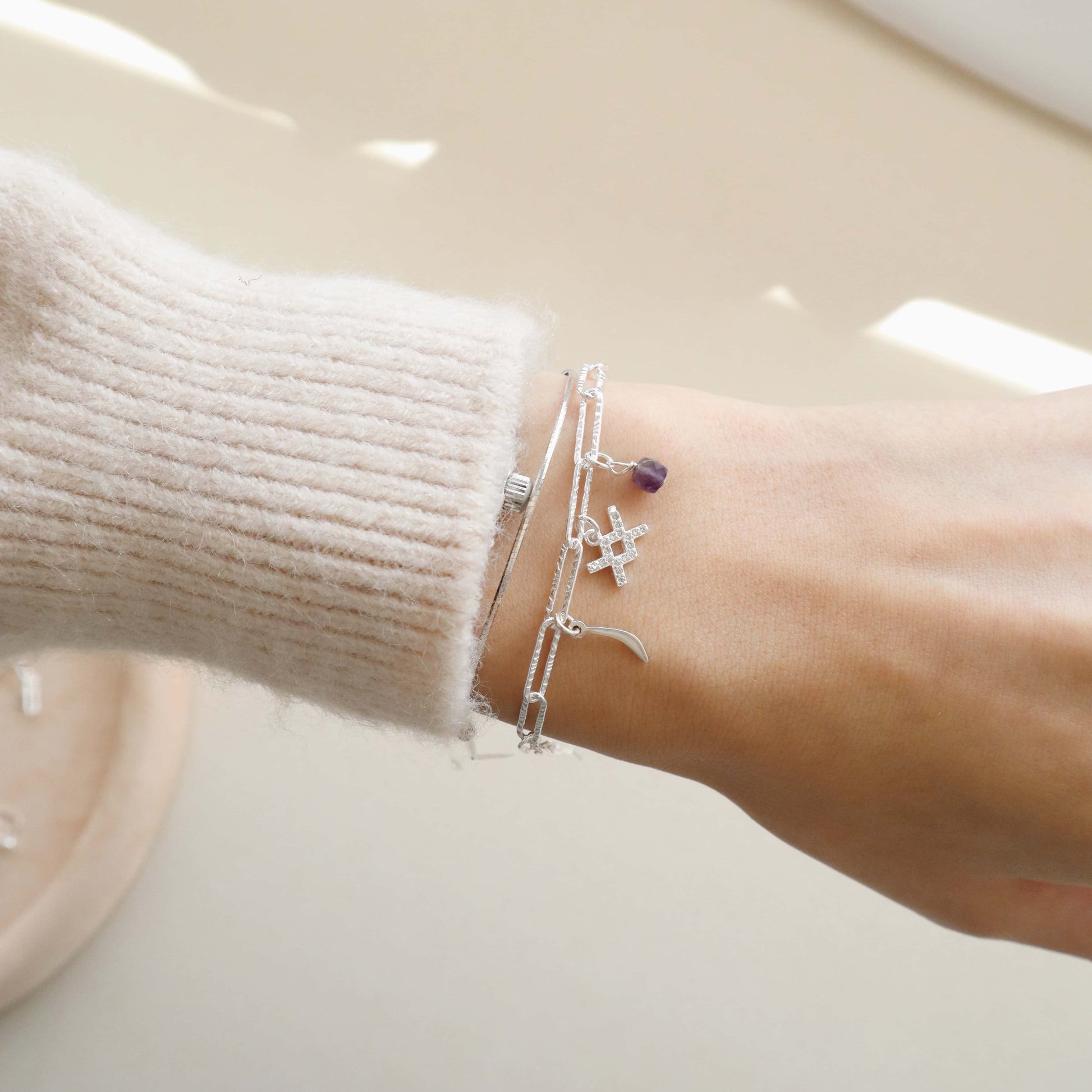 Paperclip Aquarius Charms Bracelet PeacePiecesJewelry