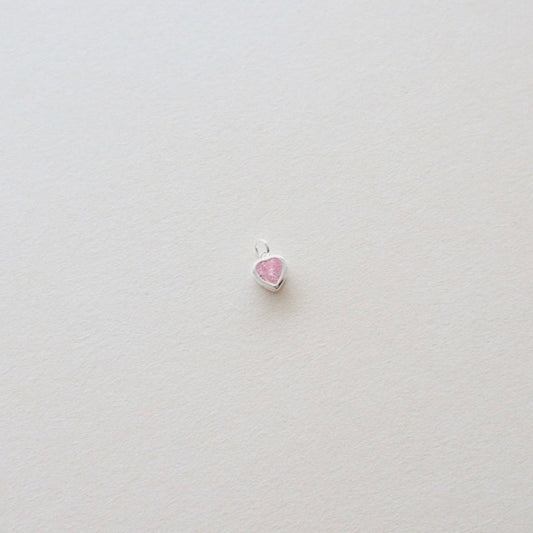 Pink Tourmaline Silver Heart Charm