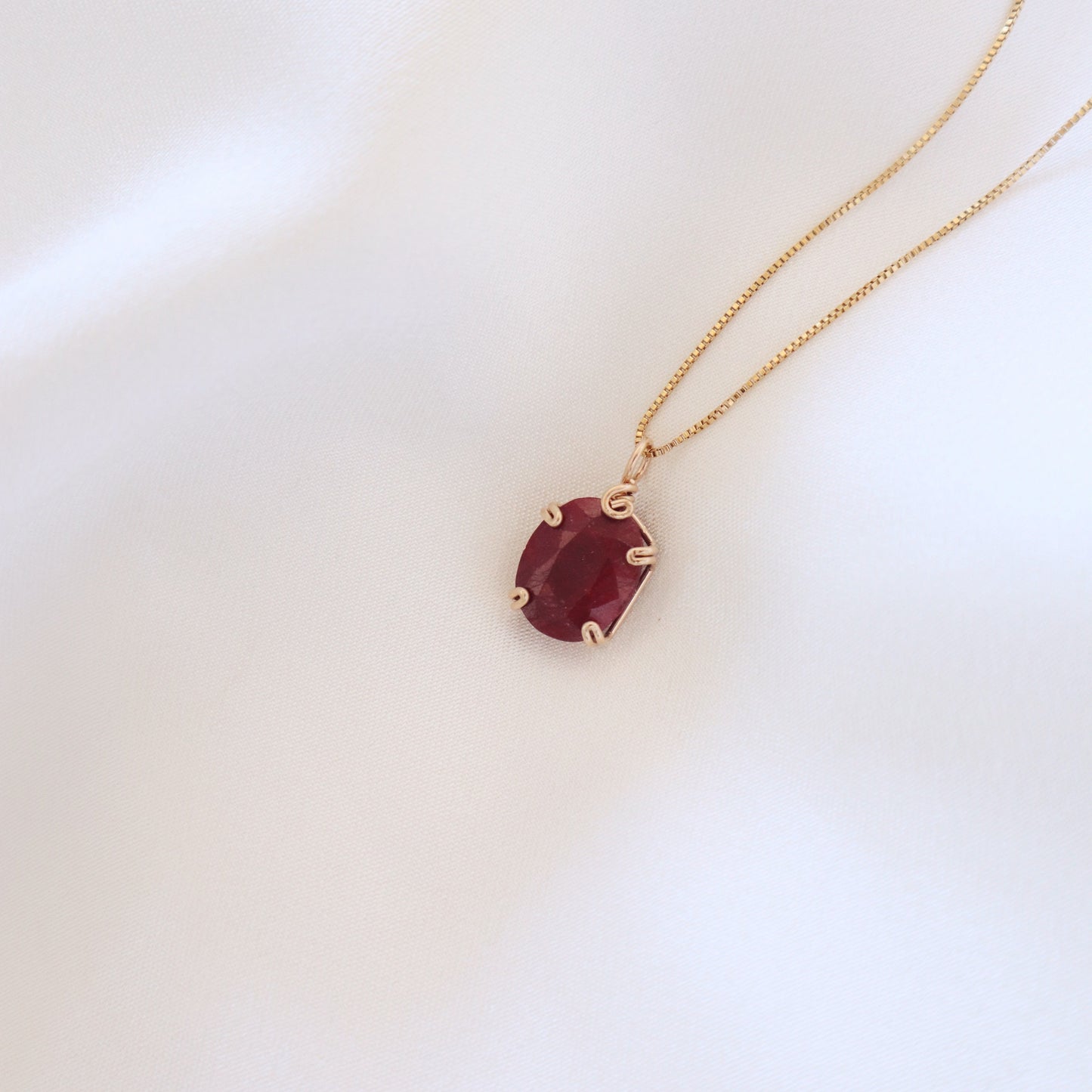 Oval Ruby Gemstone Necklace