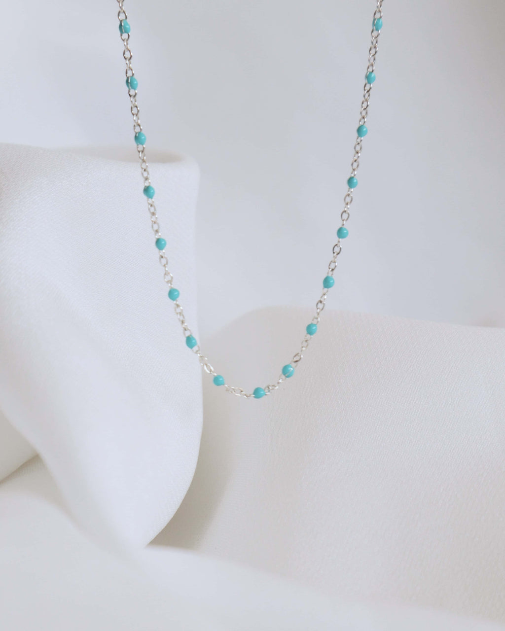Blue Epoxy Silver Necklace PeacePiecesJewelry