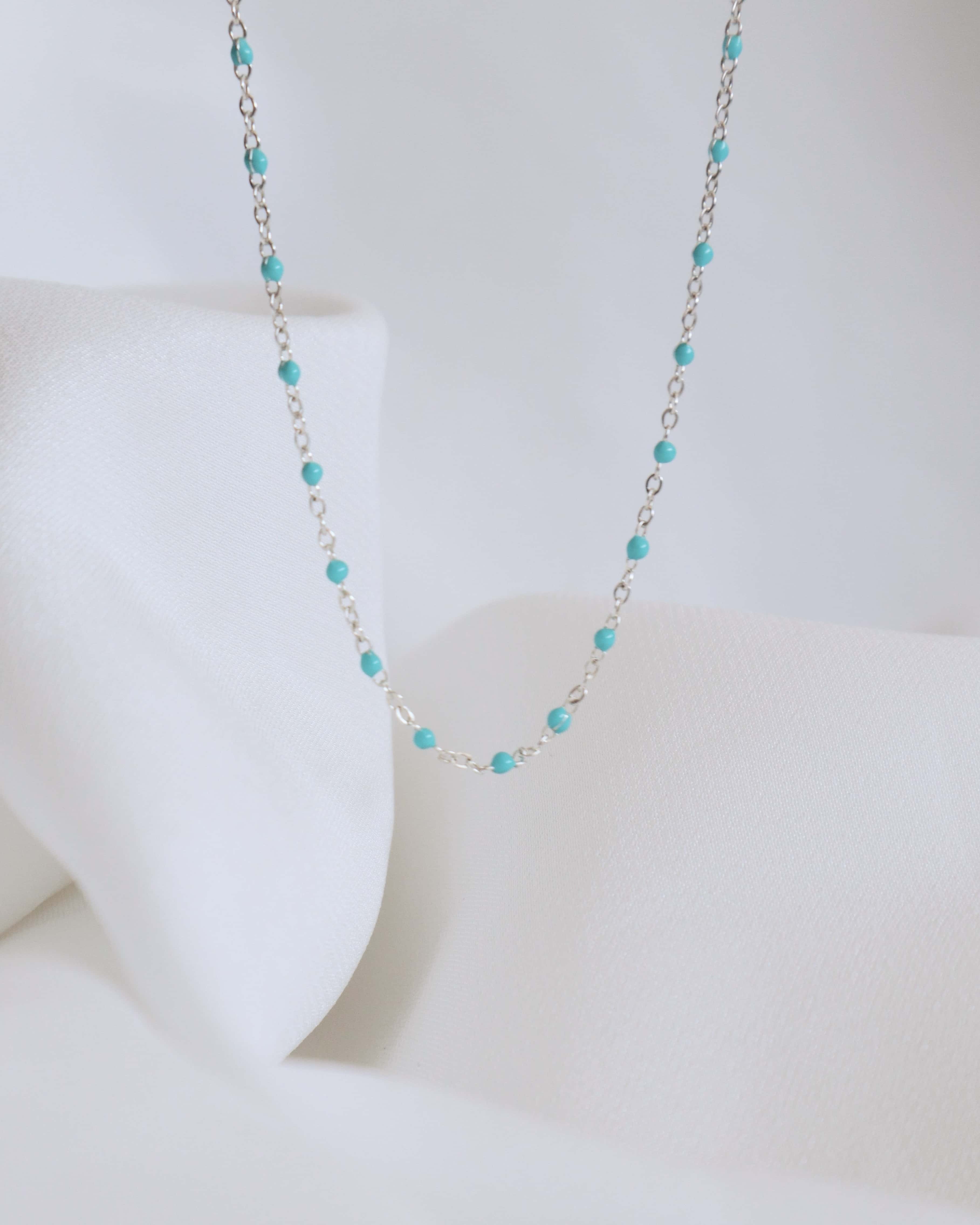 Blue Epoxy Silver Necklace PeacePiecesJewelry