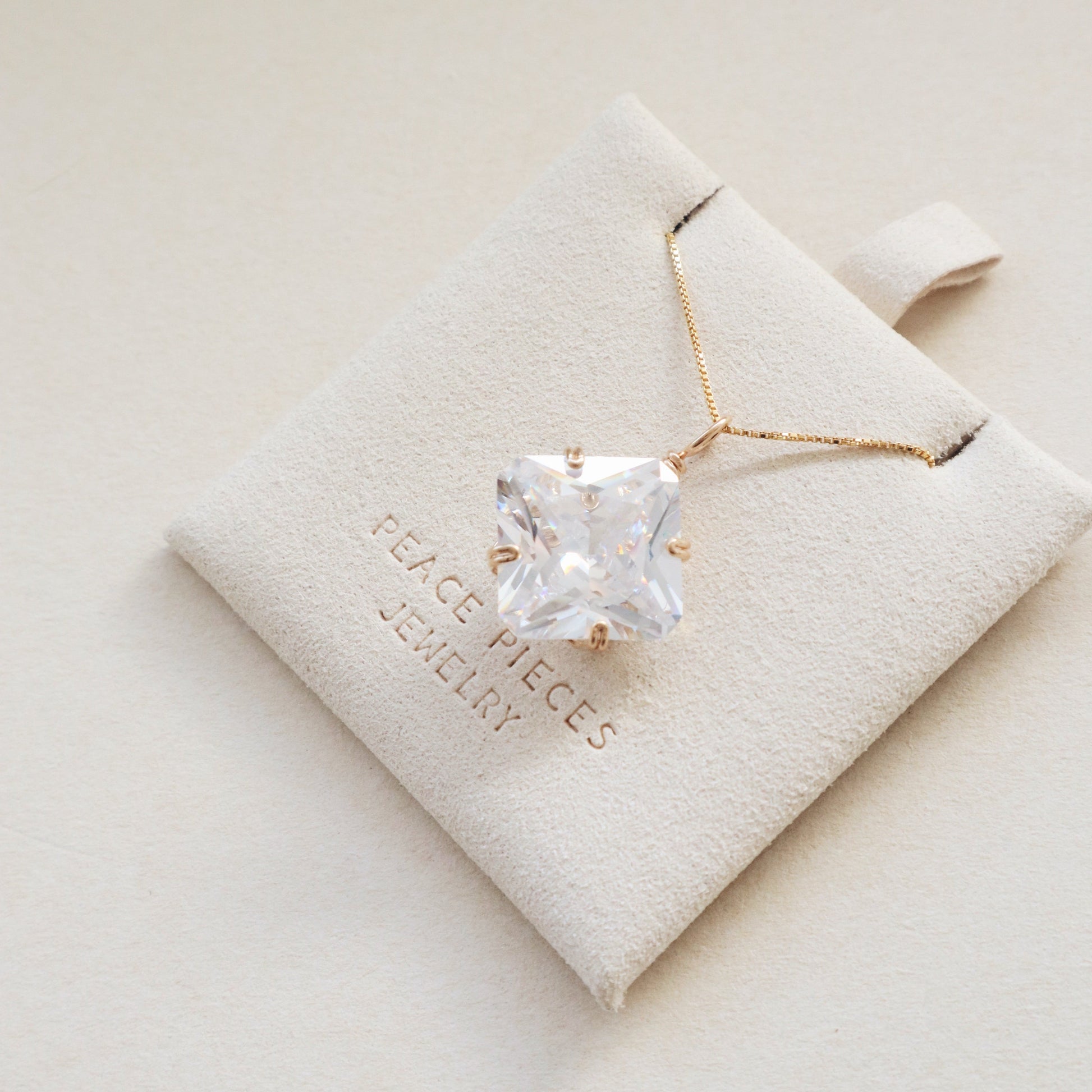 White Zircon Gemstone Necklace PeacePiecesJewelry