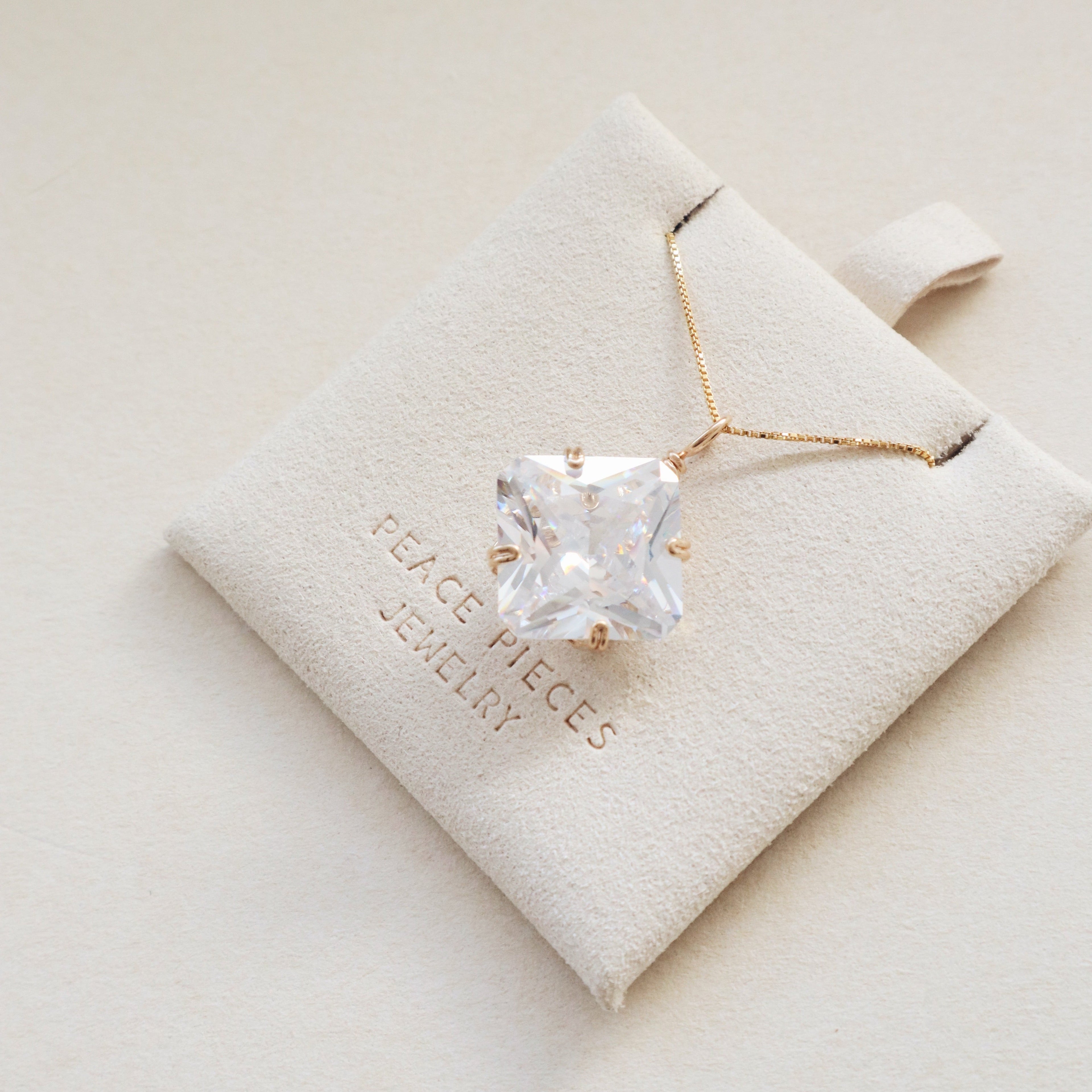 White Zircon Gemstone Necklace PeacePiecesJewelry