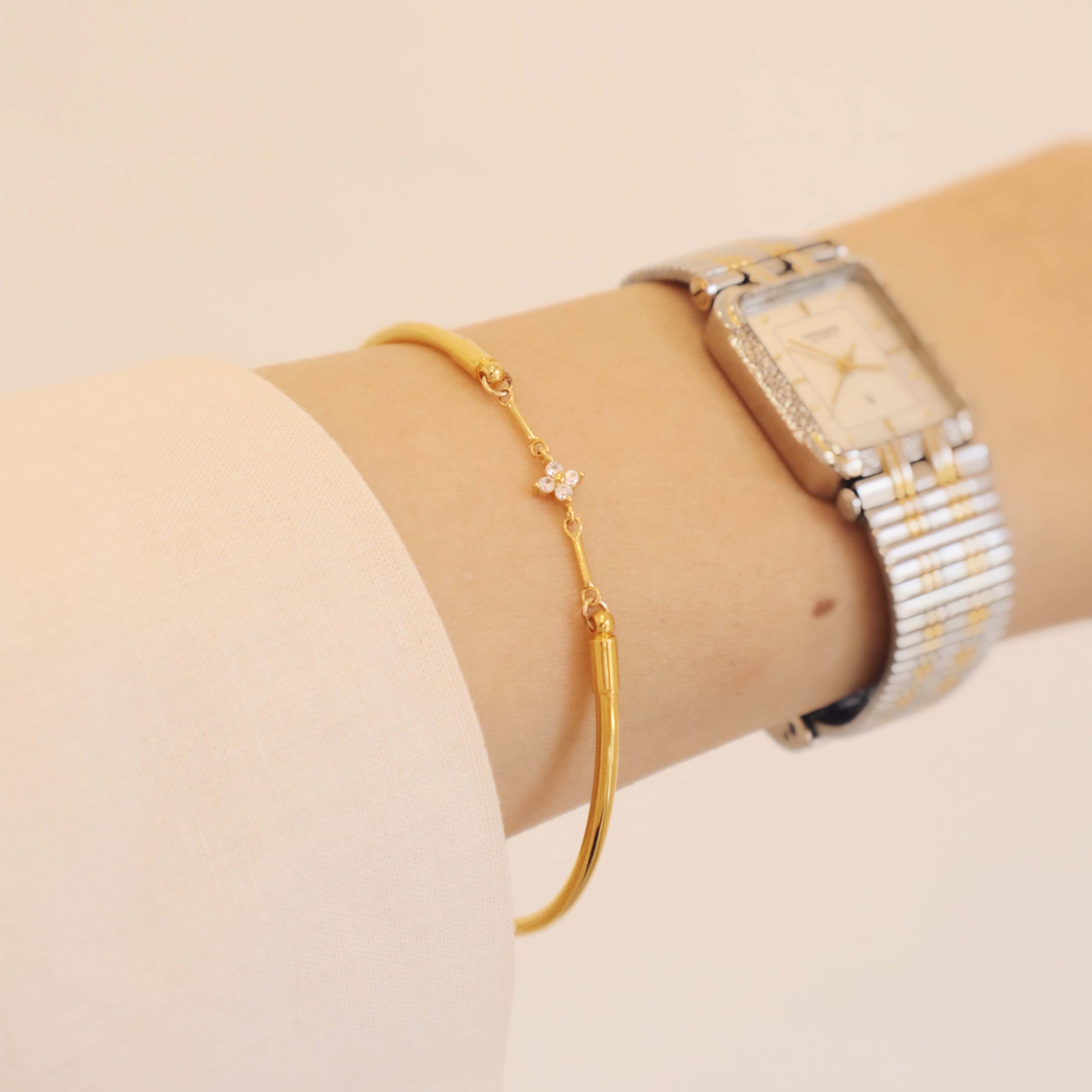 Gold Cuff Bangle PeacePiecesJewelry