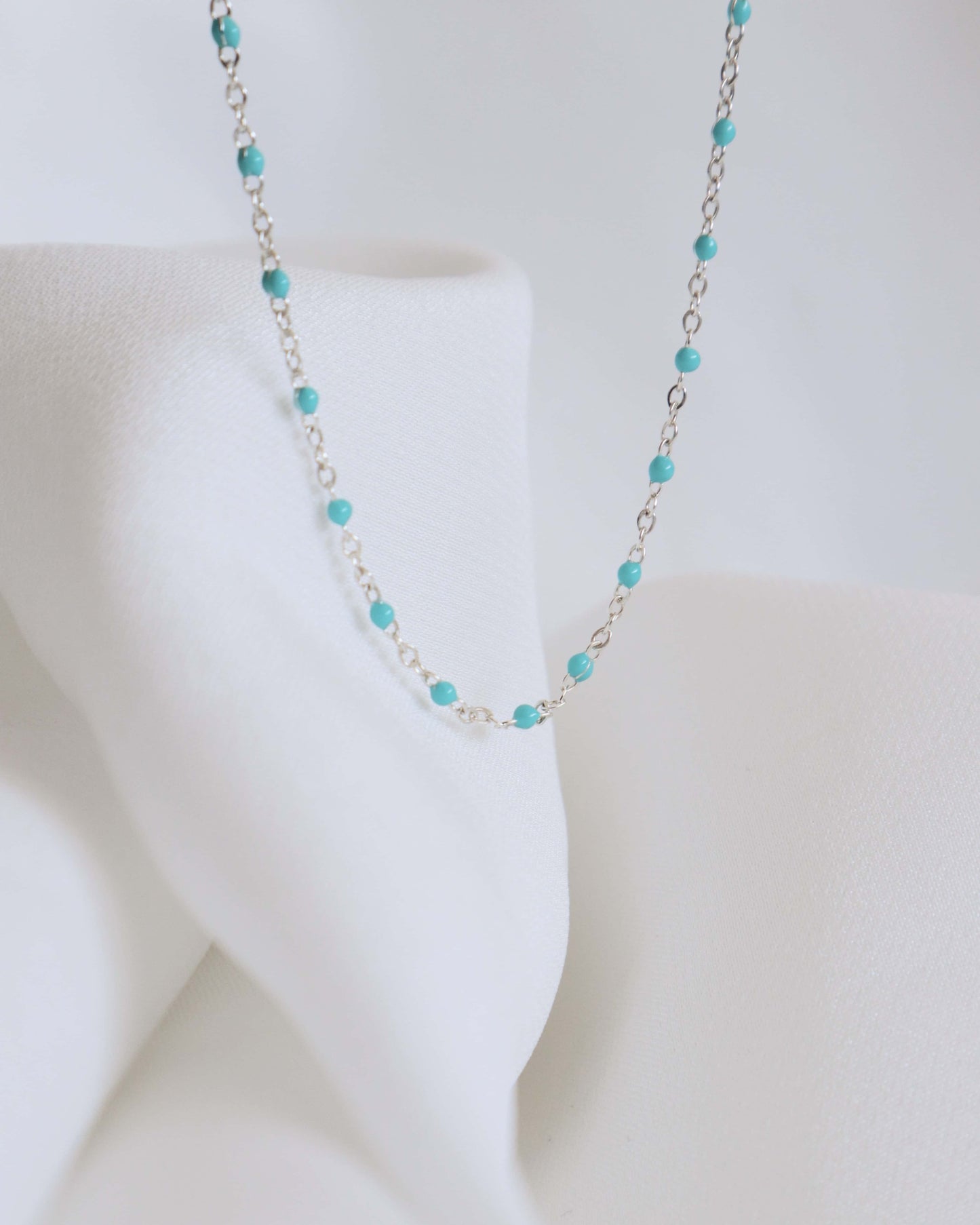 Blue Epoxy Silver Necklace PeacePiecesJewelry