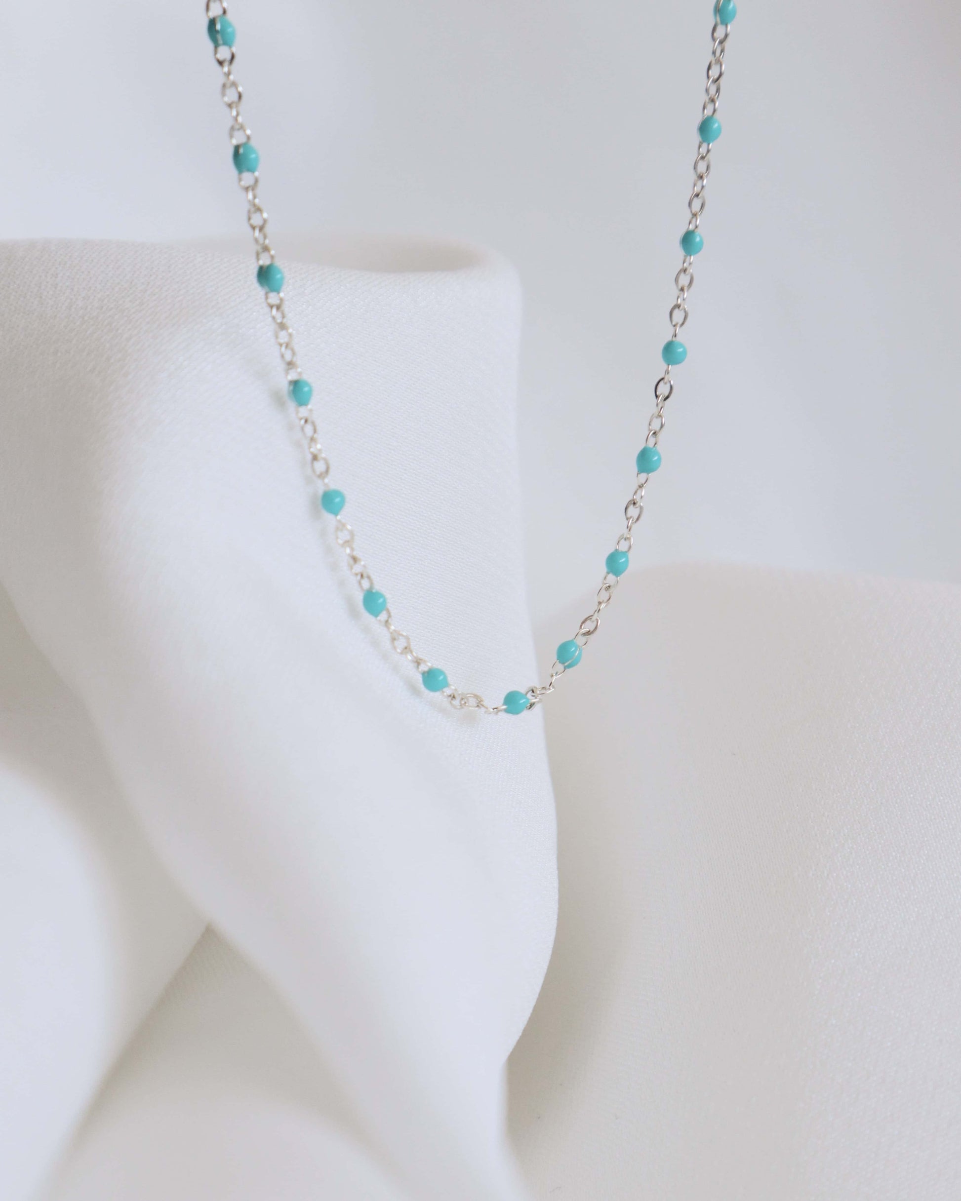 Blue Epoxy Silver Necklace PeacePiecesJewelry