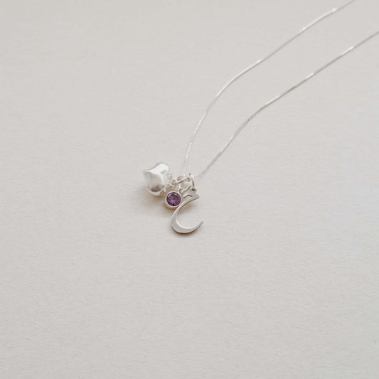 Arabic Initial & Heart Necklace PeacePiecesJewelry