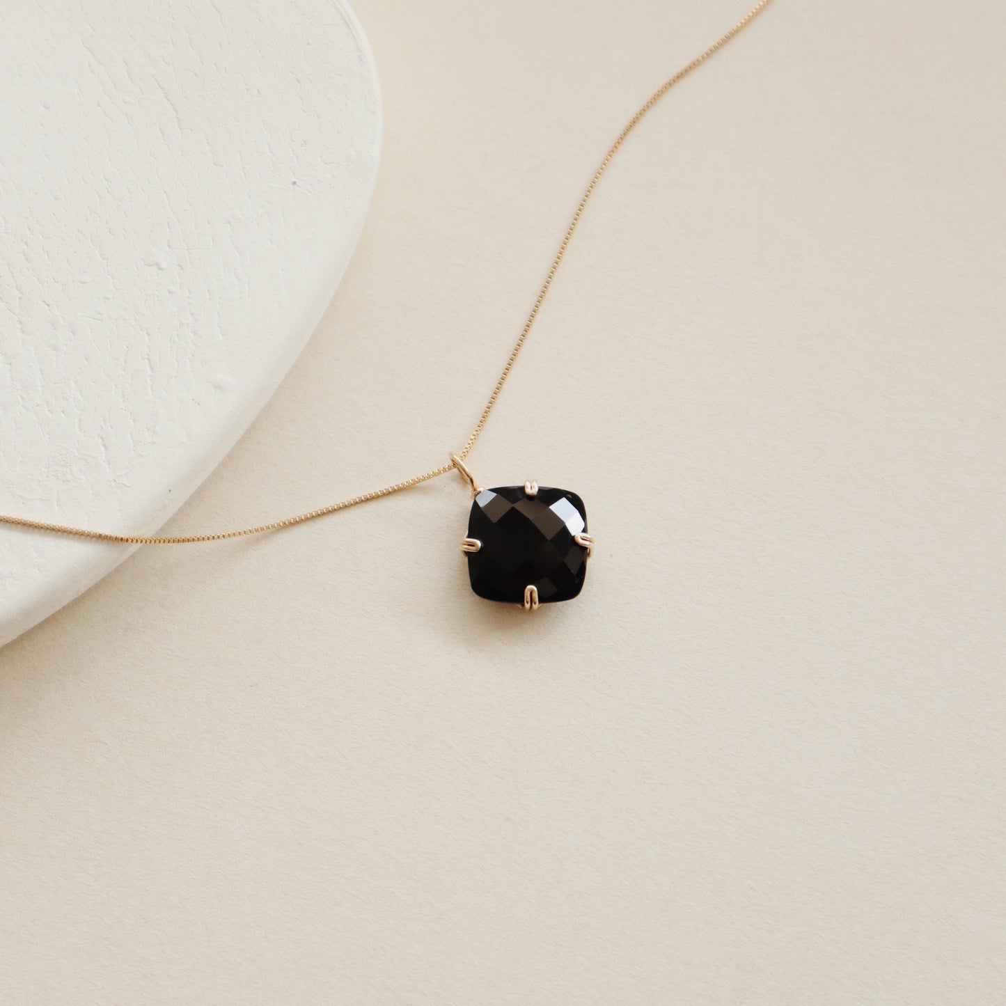 Cushion Black Onyx Gemstone Necklace