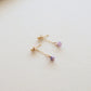 Square Amethyst Gold Ball Earrings
