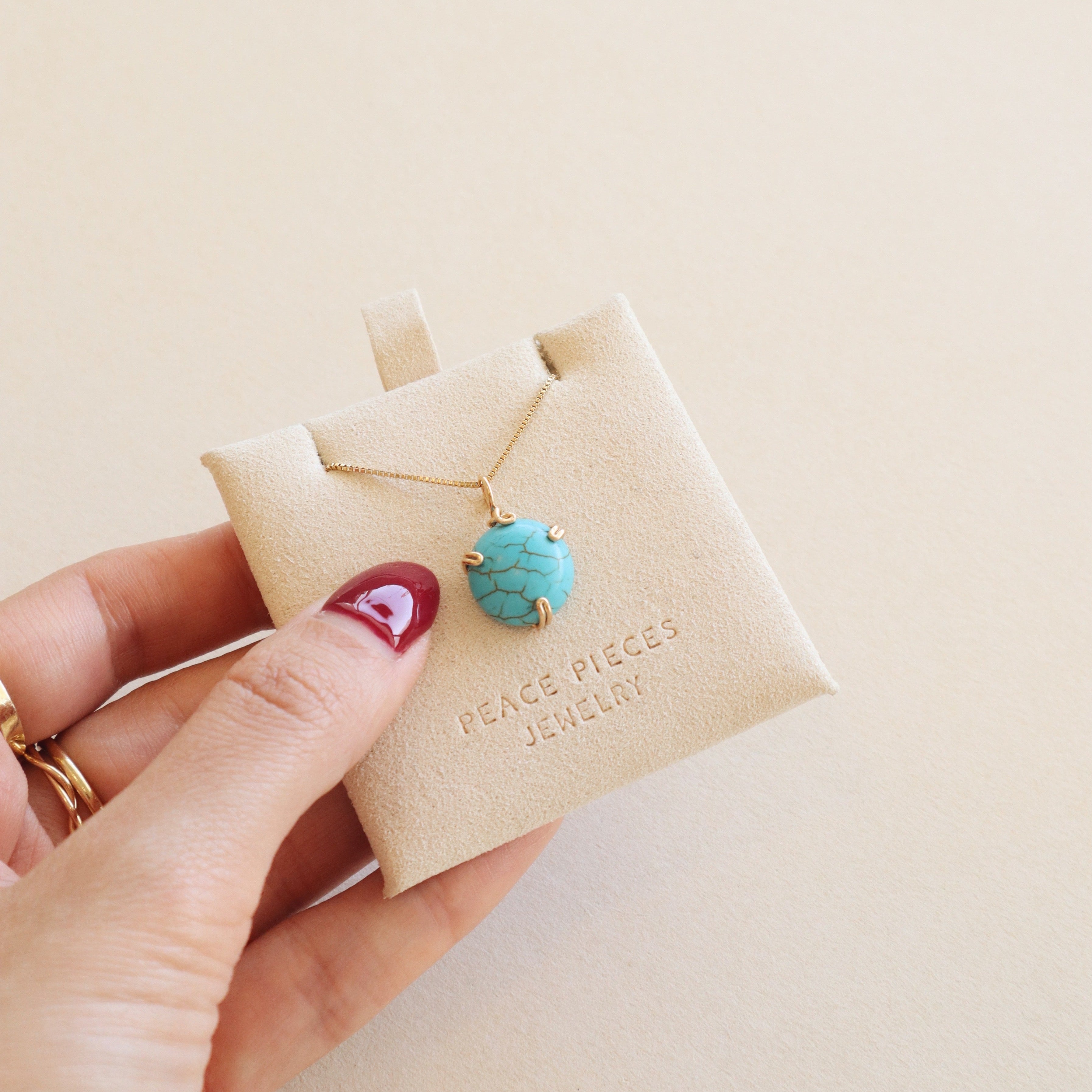 Turquoise Gemstone Necklace PeacePiecesJewelry