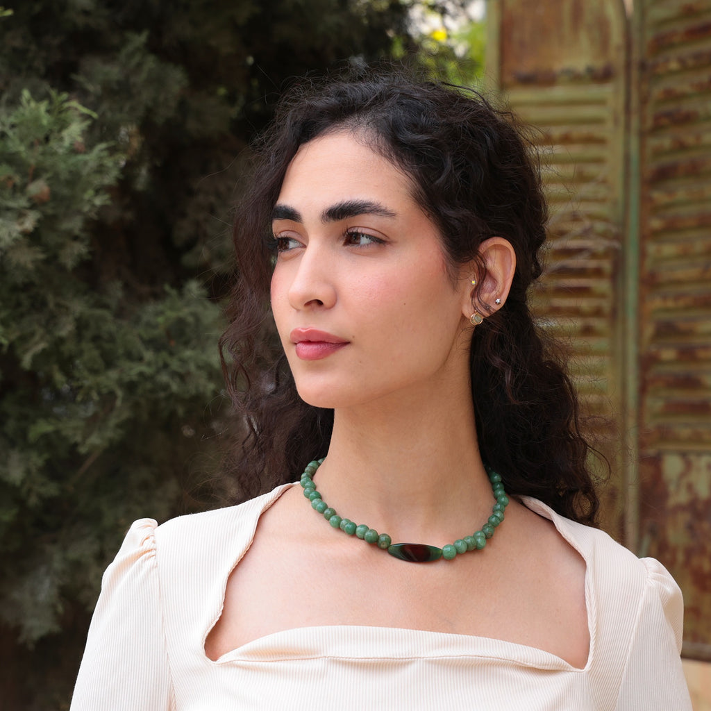 Elora Olive Gemstone Necklace - Peace Pieces Jewelry