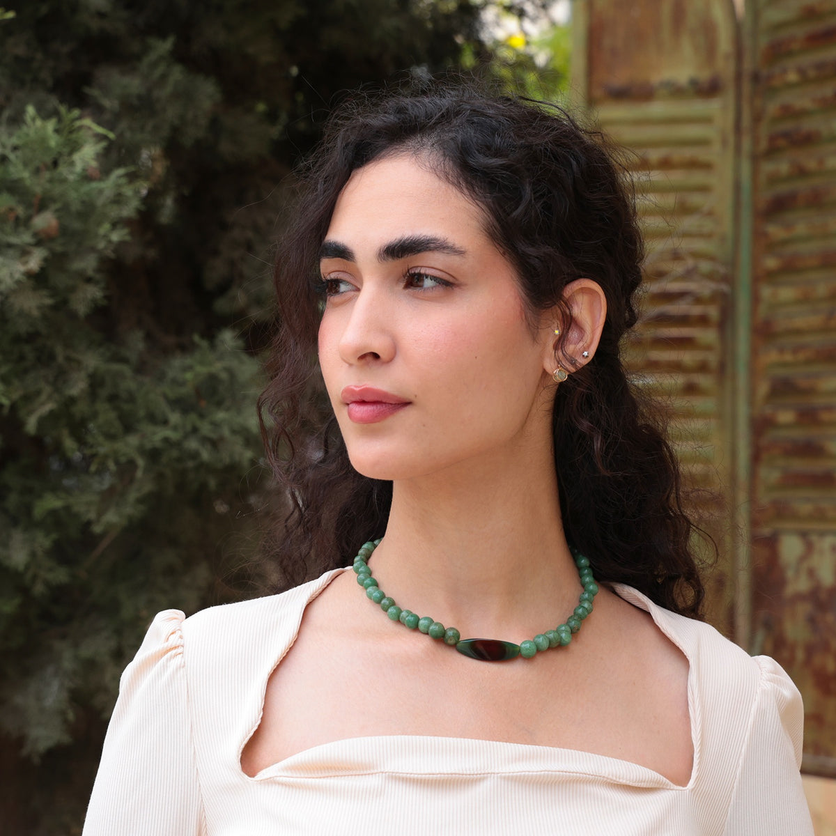 Elora Olive Gemstone Necklace - Peace Pieces Jewelry