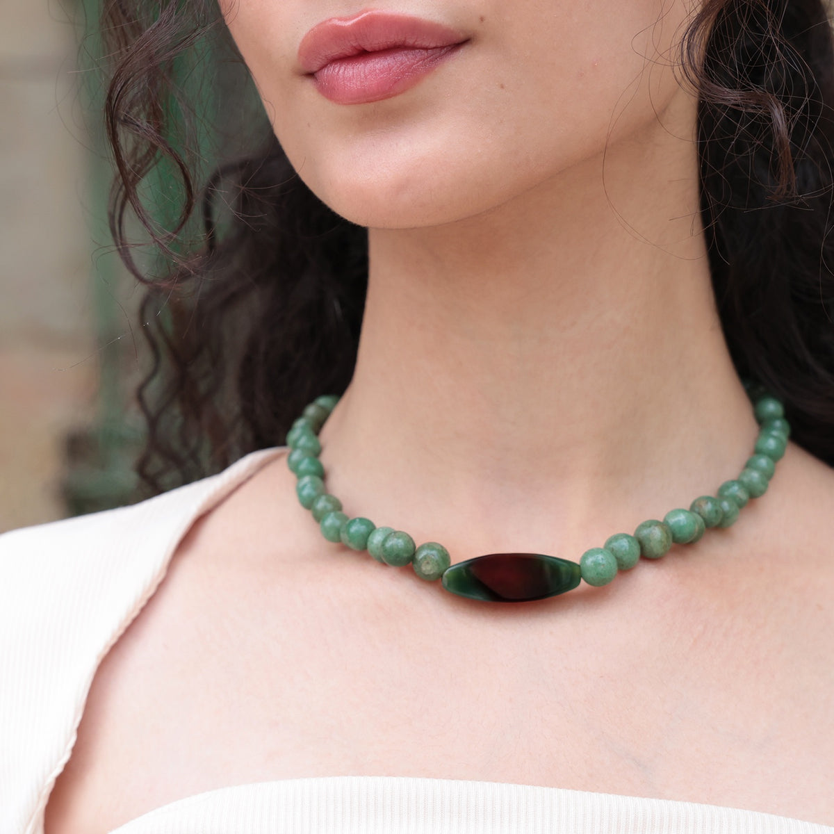 Elora Olive Gemstone Necklace - Peace Pieces Jewelry