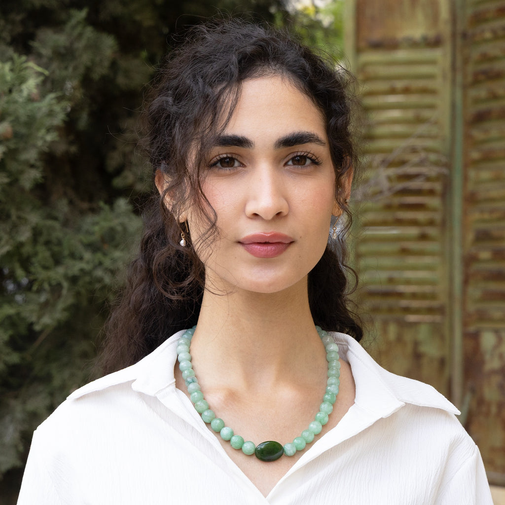 Elora Olive Gemstone Necklace - Peace Pieces Jewelry